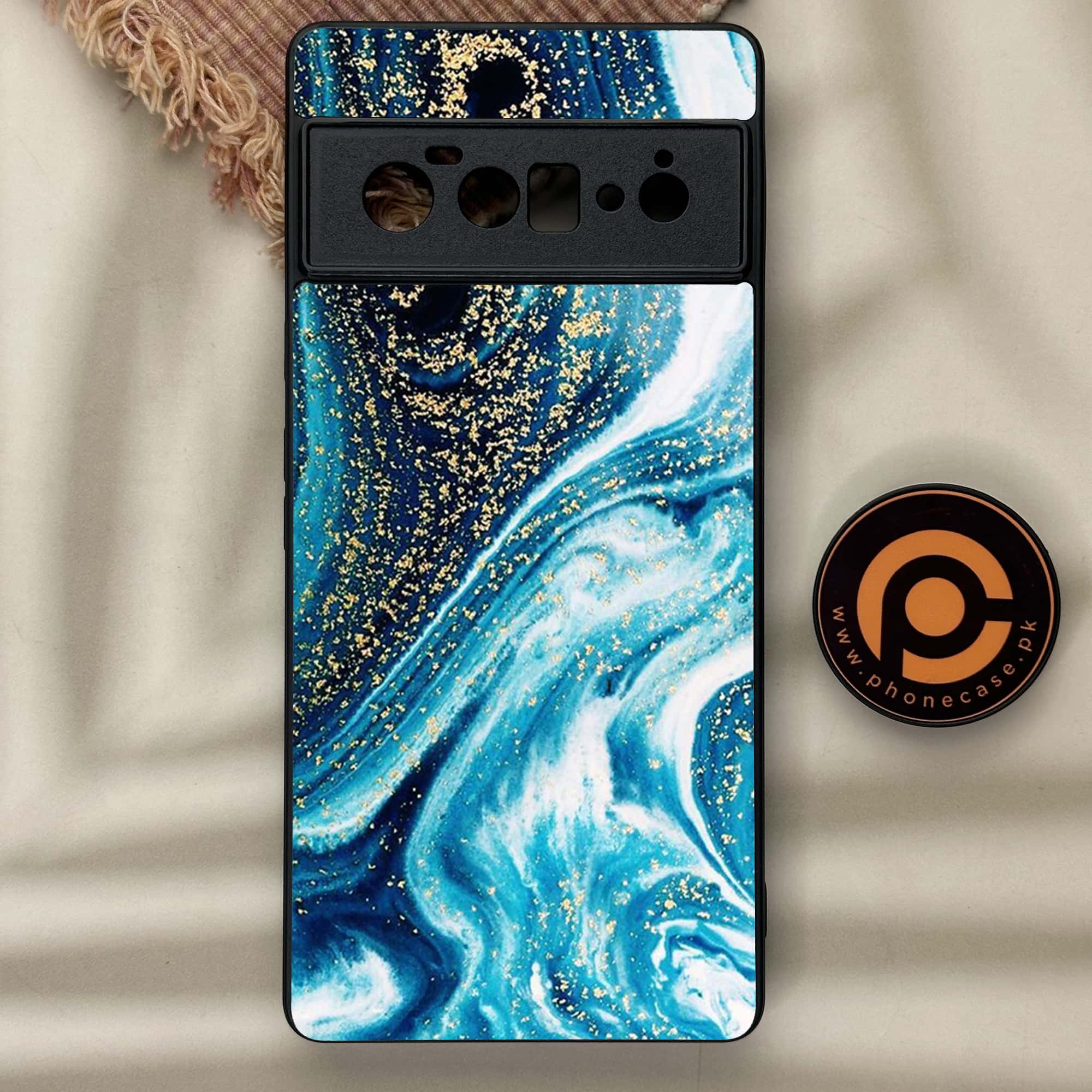 Google Pixel 6 Pro- Blue  Marble Series - Premium Metal Printed soft Bumper Shock Proof Case