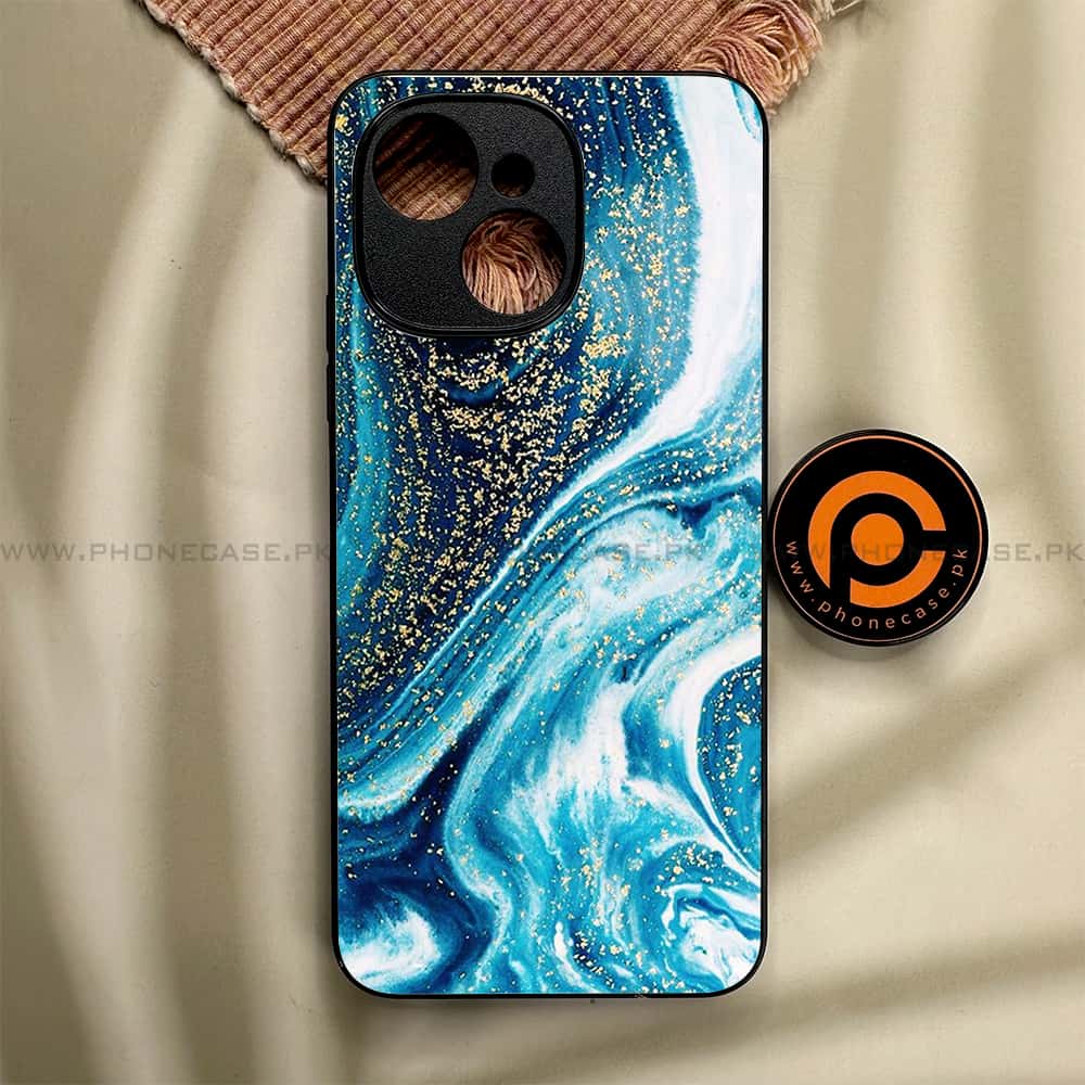 Tecno Spark 40C - Blue Marble Series - Premium Metal Printed soft Bumper shock Proof Case