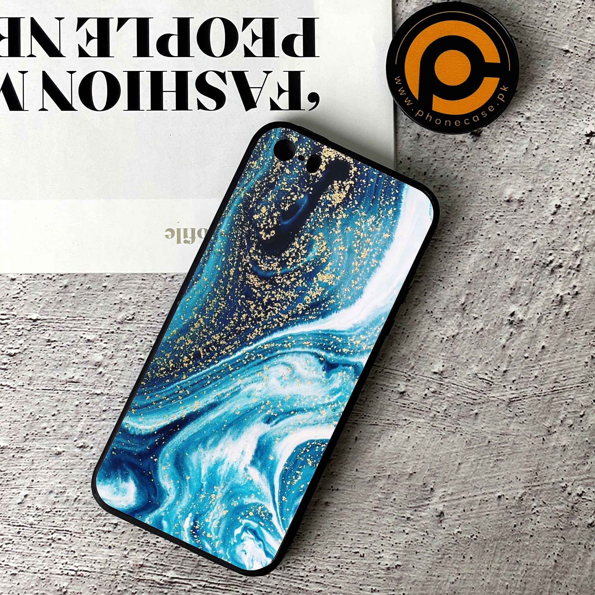 iPhone 5/5c/5s - Blue Marble Series - Premium Printed Glass soft Bumper shock Proof Case