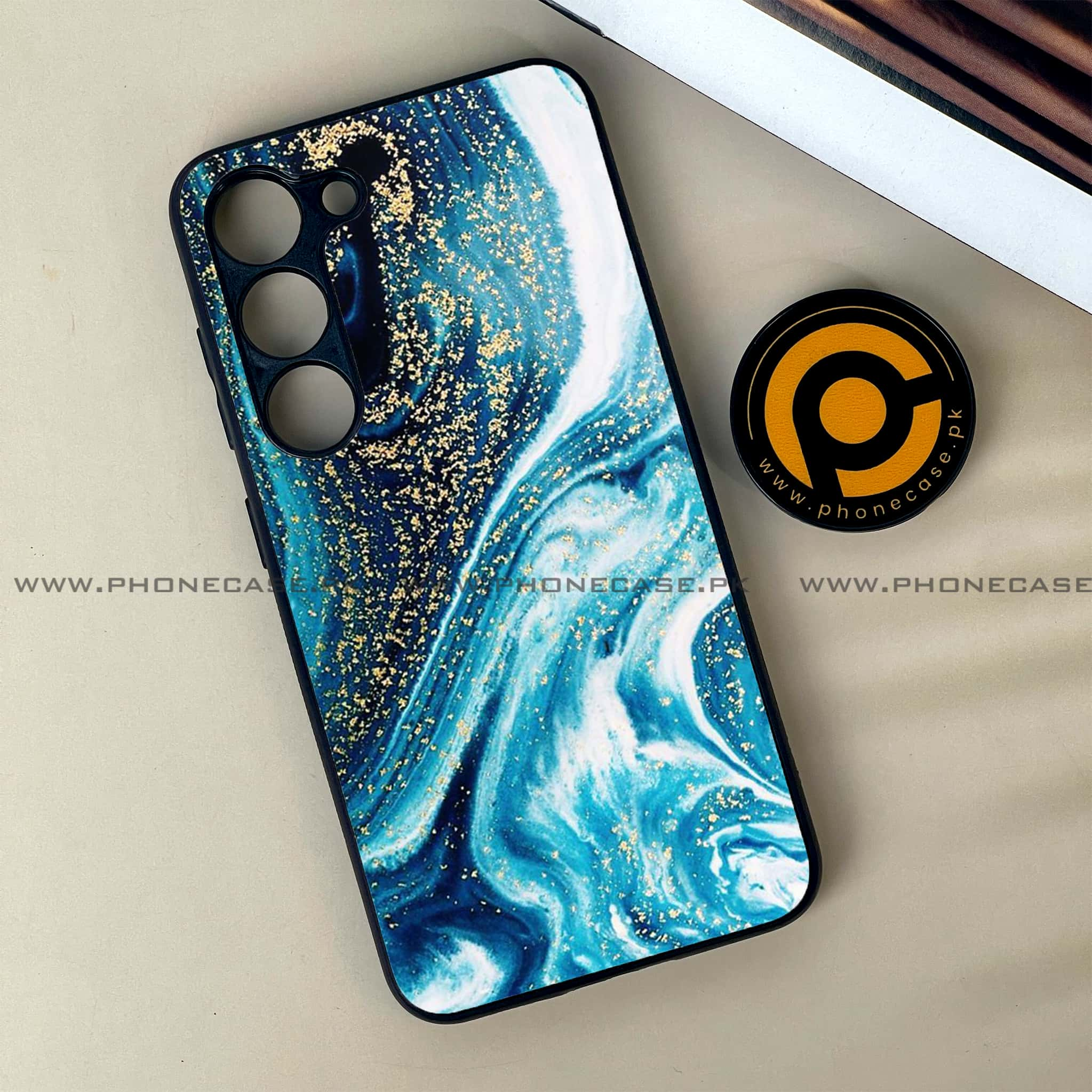 Samsung Galaxy S23 - Blue Marble Series - Premium Printed Glass soft Bumper shock Proof Case