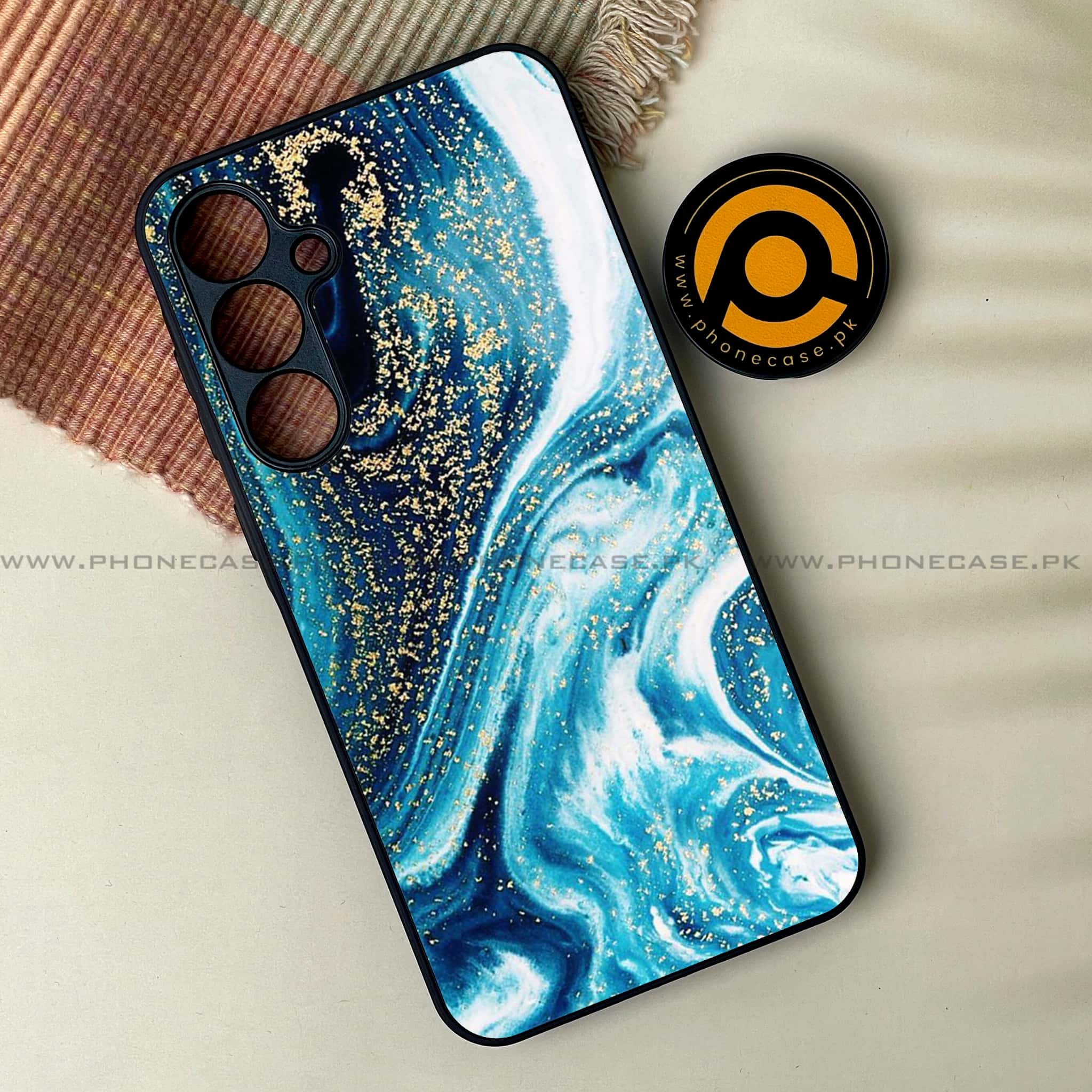 Samsung Galaxy S24 FE - Blue Marble Series - Premium Metal Printed soft Bumper shock Proof Case