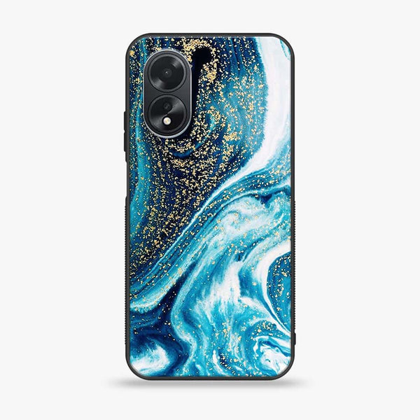 Oppo A18 4G/A38 - Blue Marble Design 5 - Premium Printed Glass soft Bumper shock Proof Case CS-22861