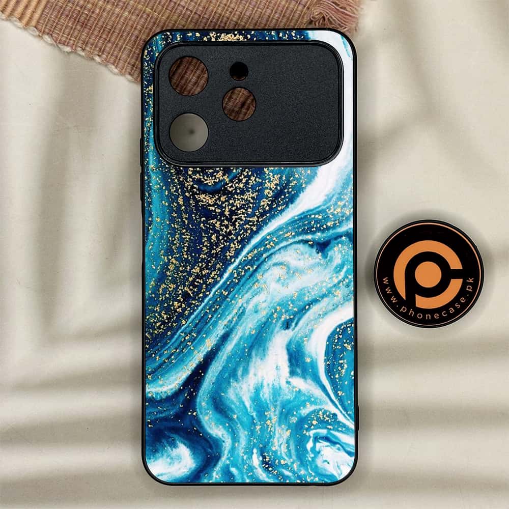 Tecno Spark 40 - Blue Marble Series - Premium Metal Printed soft Bumper shock Proof Case