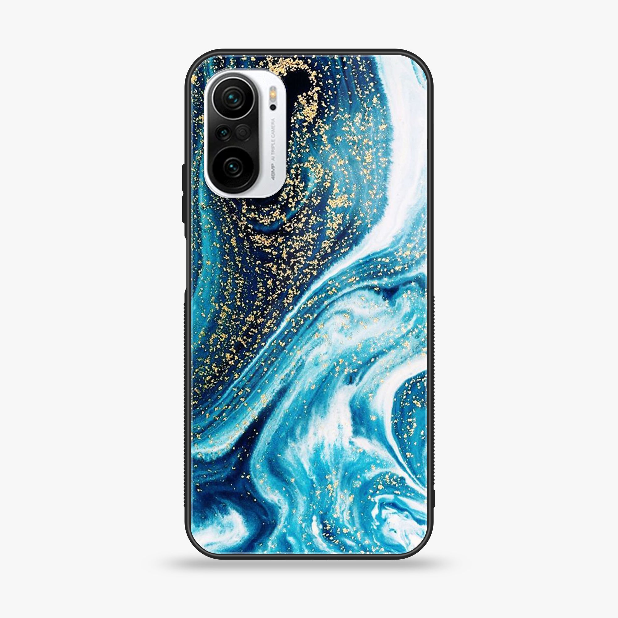 Xiaomi Poco F3 - Blue marble Series - Premium Printed Glass soft Bumper shock Proof Case