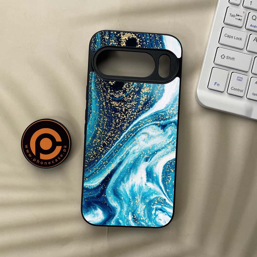 Google Pixel 10  - Blue Marble Series - Premium Metal Printed soft Bumper Shockof Case