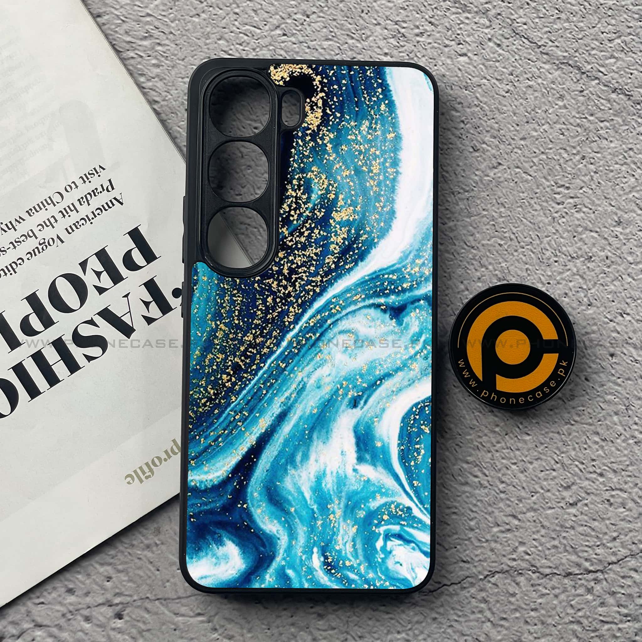 Vivo V40 Lite (IDN) - Blue Marble Series - Premium Metal Printed soft Bumper Shock Proof Case