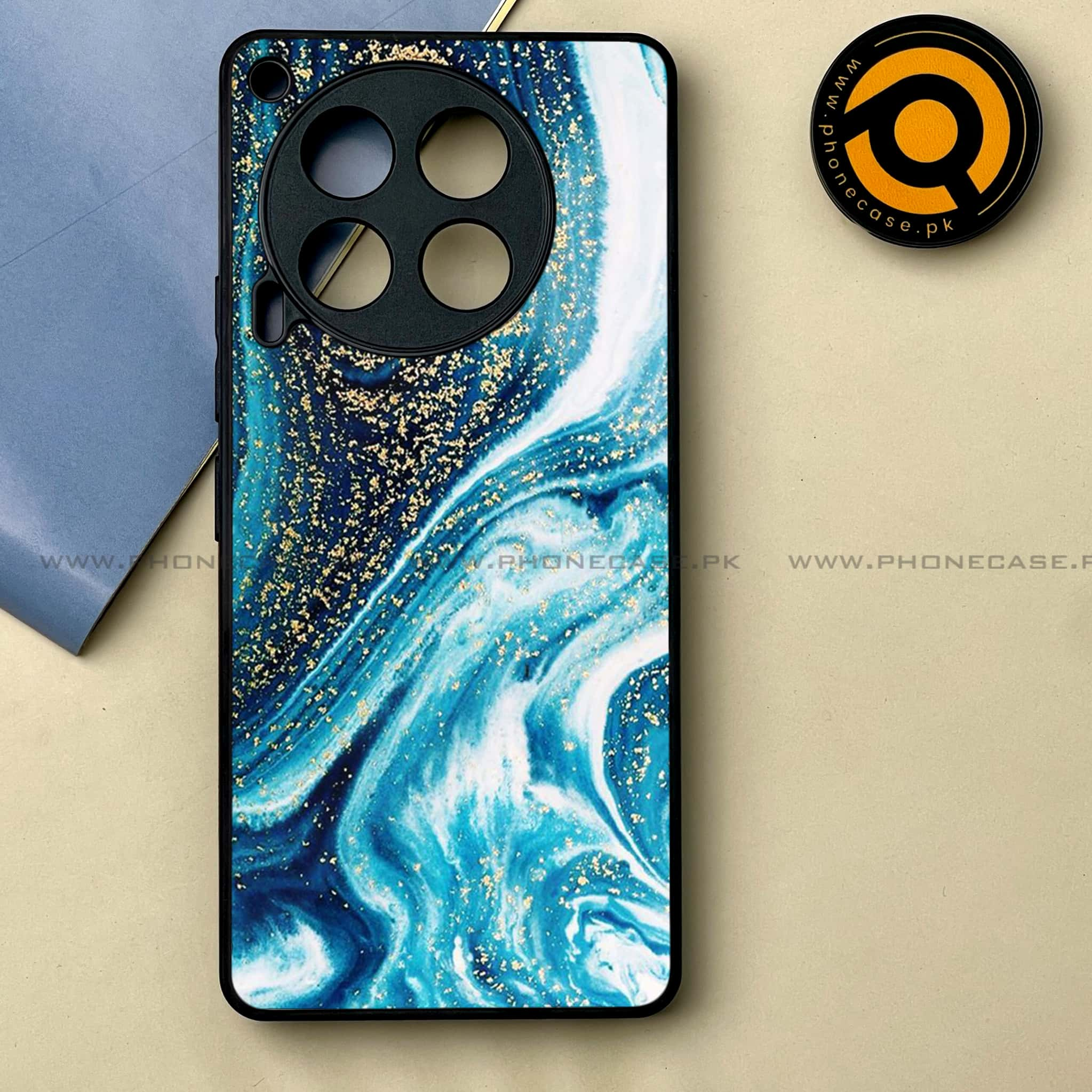 Tecno Camon 30 - Blue Marble Series -  Premium Printed Metal soft Bumper shock Proof Case