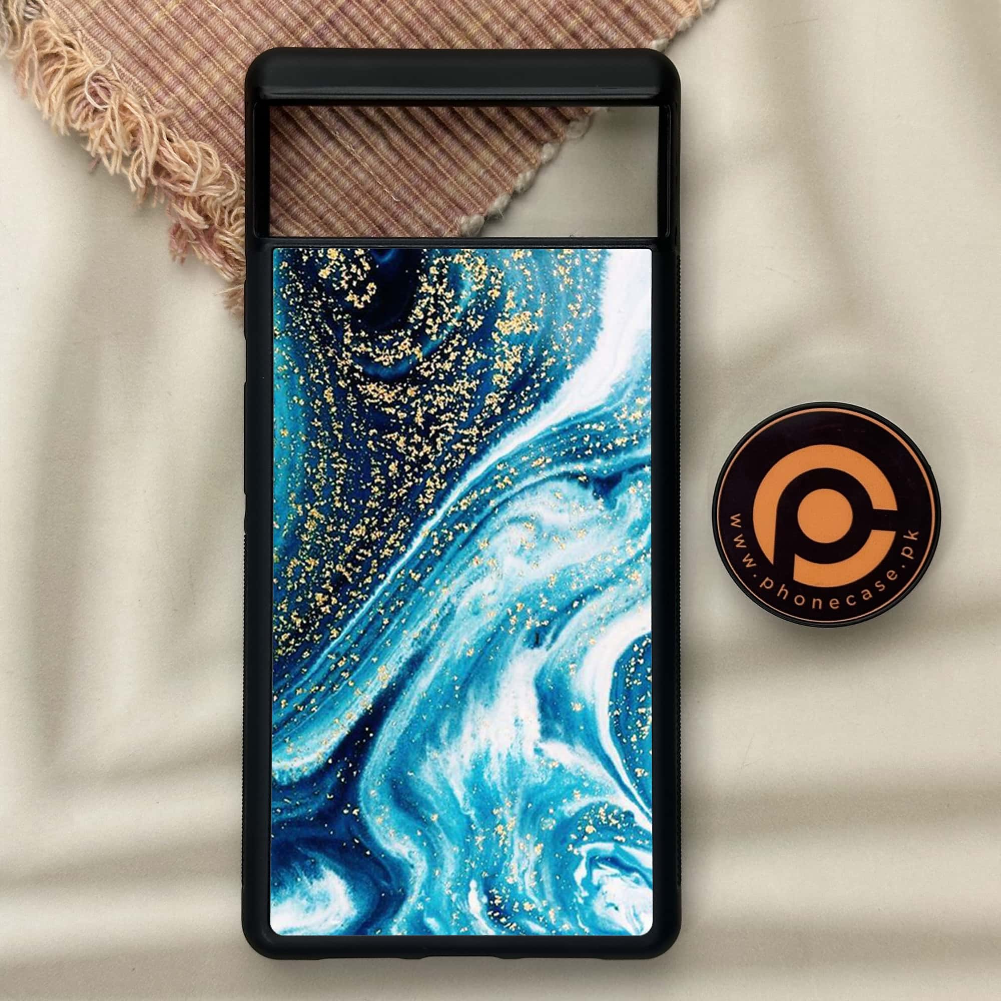 Google Pixel 6 - Blue Marble Series - Premium Metal Printed soft Bumper Shock Proof Case