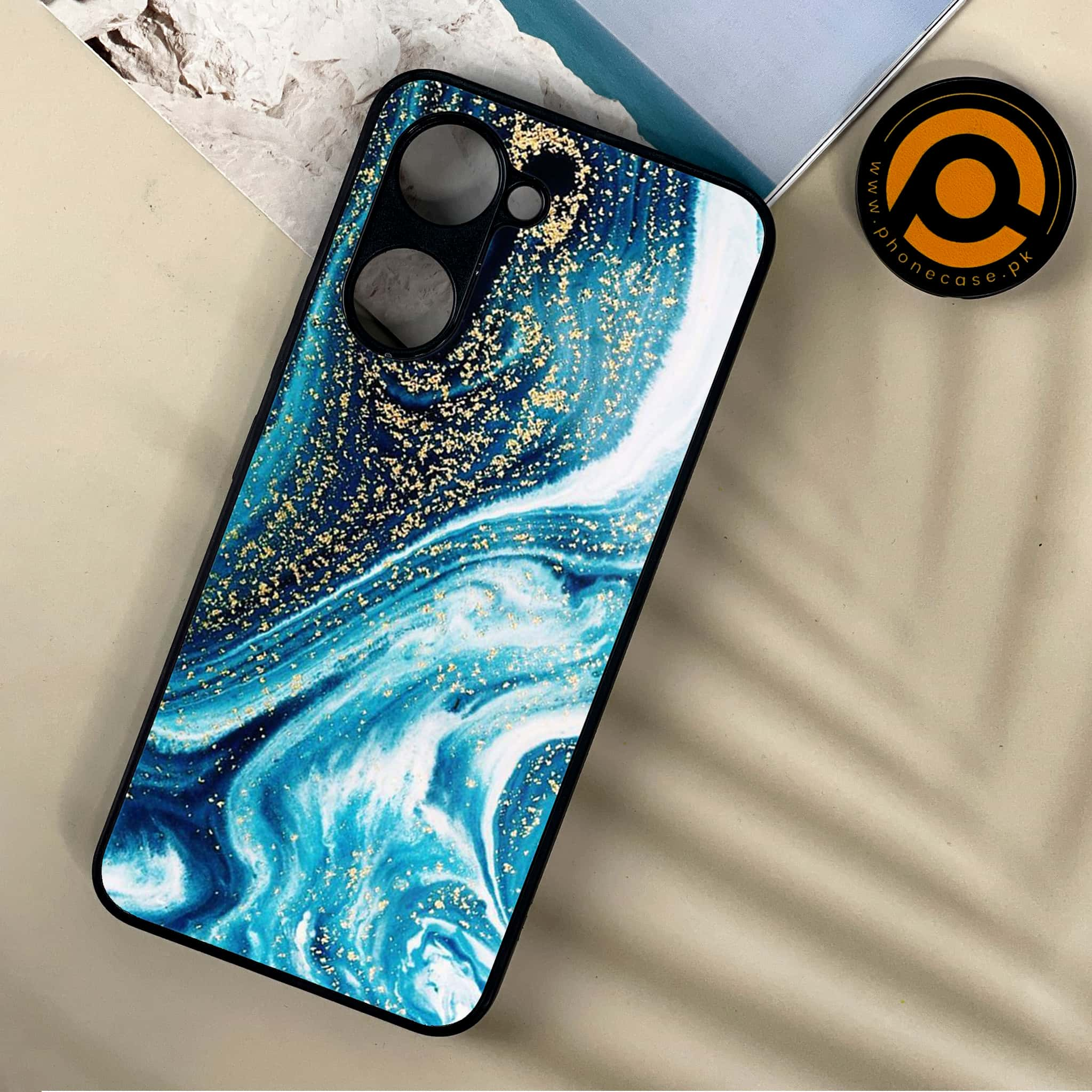 Vivo Y03 - Blue Marble Series - Premium Printed Metal soft Bumper shock Proof Case