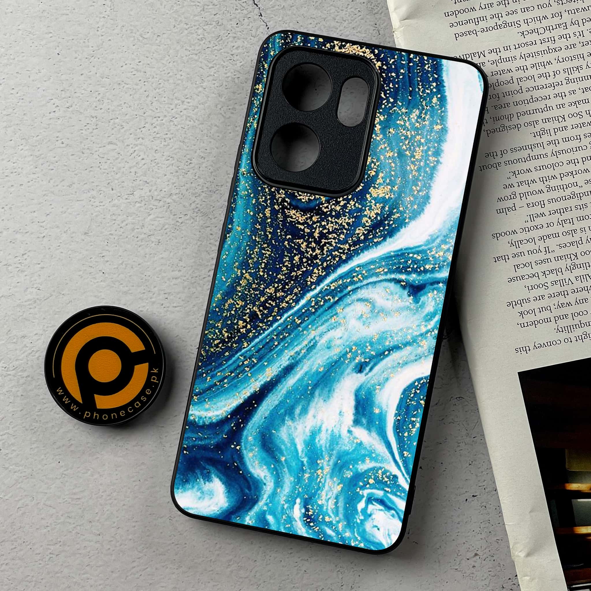 Oppo Reno 13F - Blue Marble Series - Premium Metal Printed Soft Bumper Shockproof Case