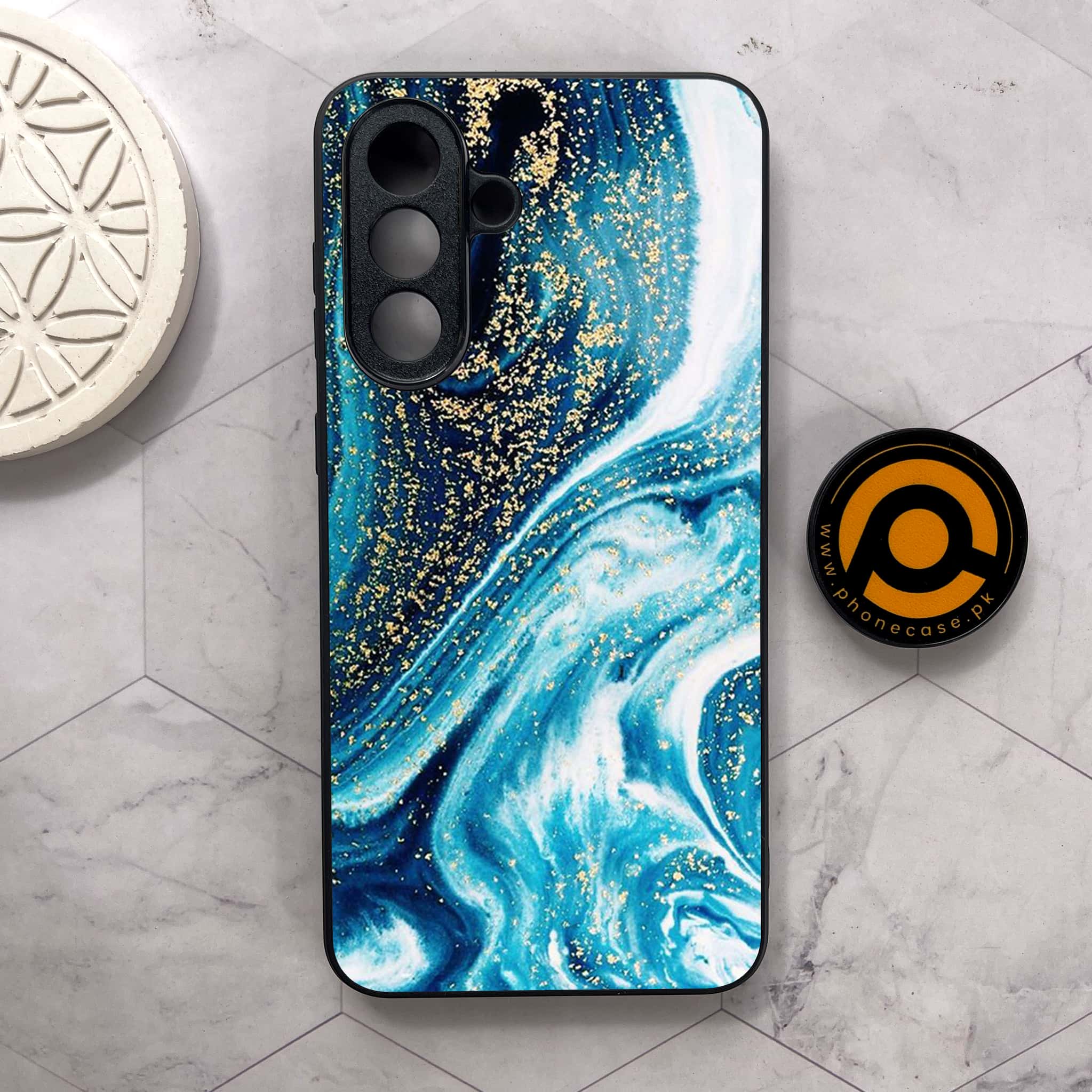 Samsung Galaxy A26 5G -  Blue Marble Series - Premium Metal Printed soft Bumper shock Proof Case