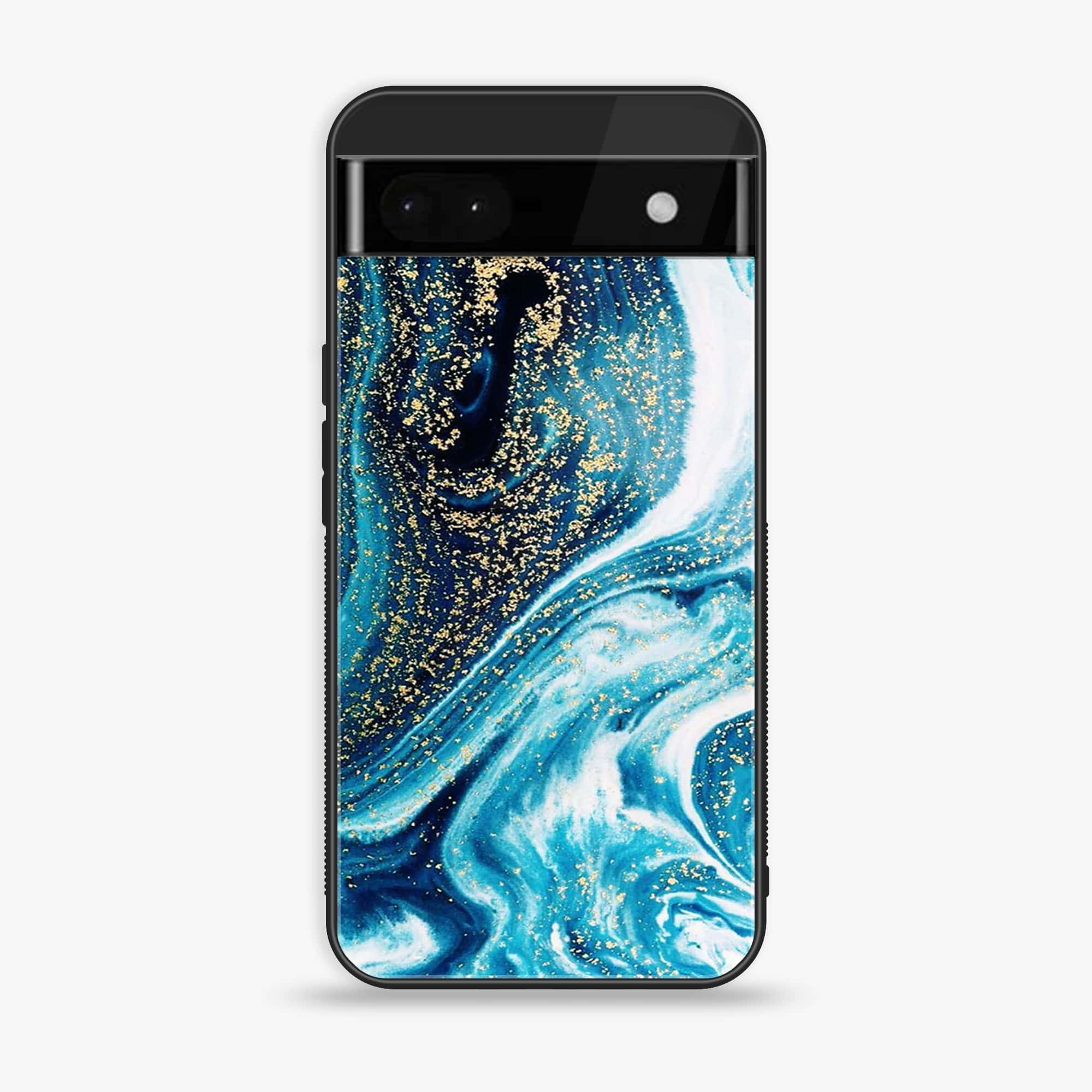 Google Pixel 6A - Blue Marble Series - Premium Printed Glass soft Bumper shock Proof Case