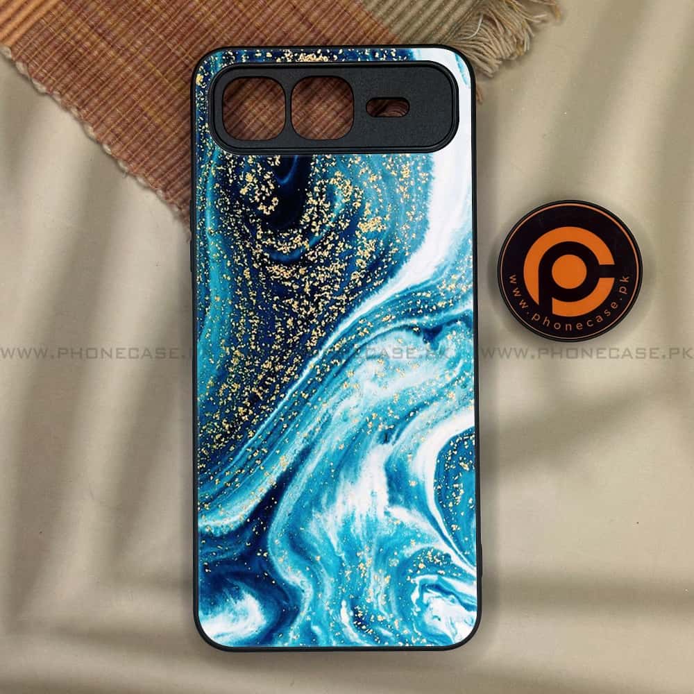 Infinix Smart 10 Plus - Blue Marble Series - Premium Metal Printed soft Bumper shock Proof Case