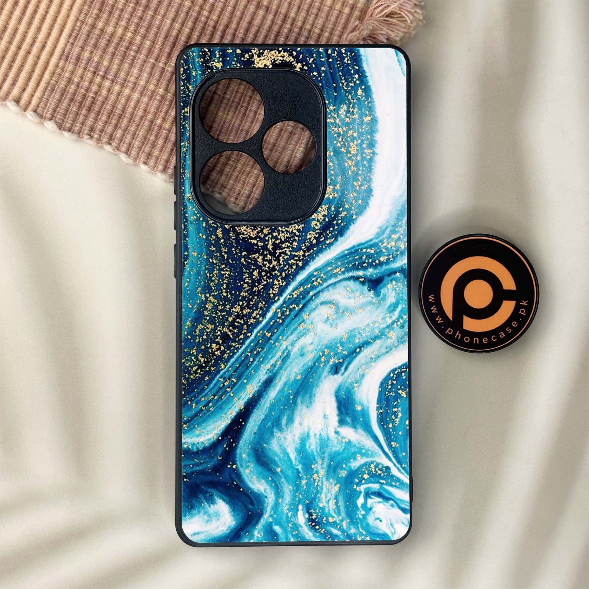 Realme GT 6 - Blue Marble Series - Premium Metal Printed soft Bumper shock Proof Case