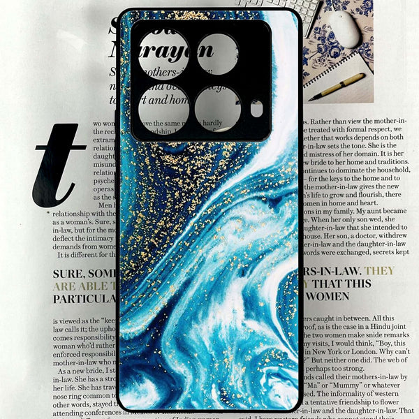 Infinix Note 40 4G - Blue Marble  Design 5 - Premium Printed Glass soft Bumper shock Proof Case  CS-30627