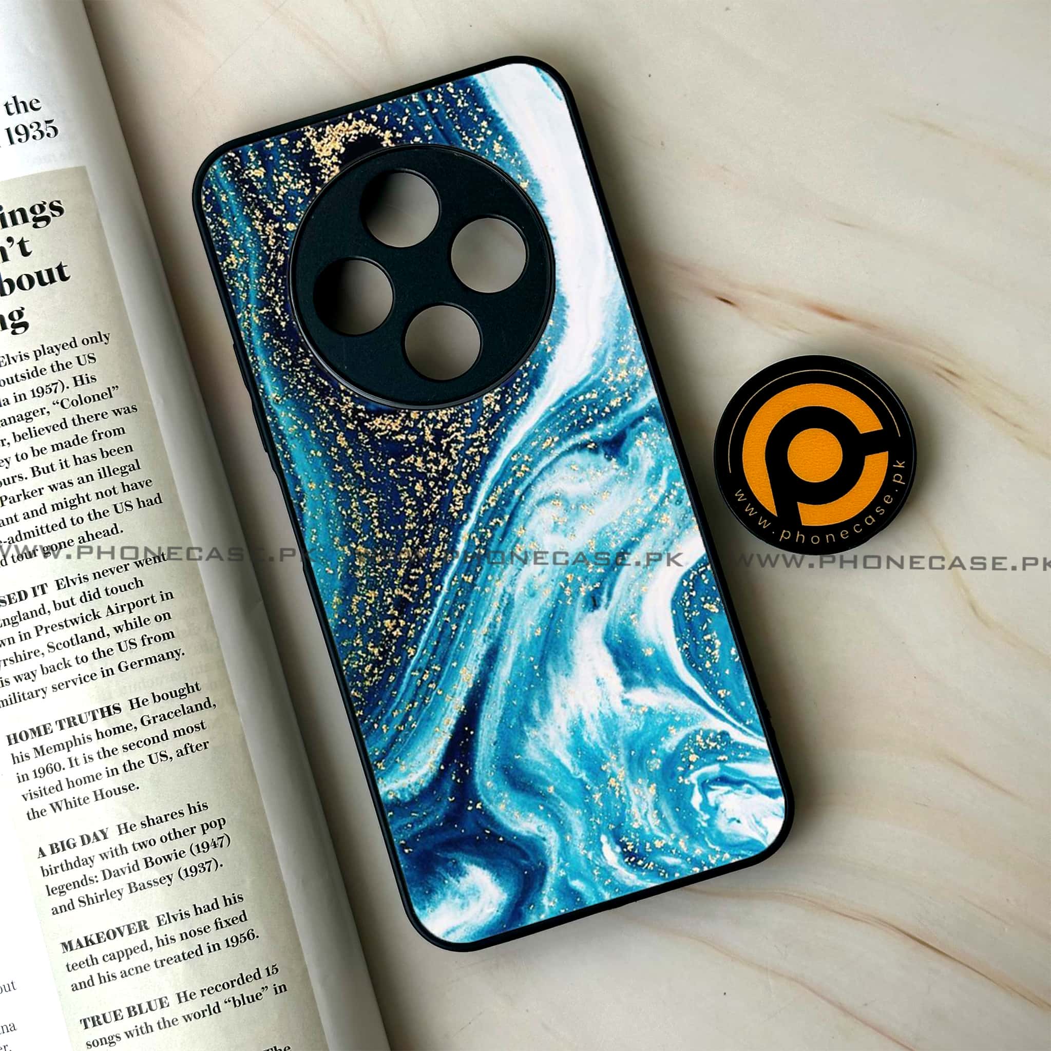 Oppo F27 Pro - Blue Marble Series - Premium Metal Printed soft Bumper Shock Proof Case