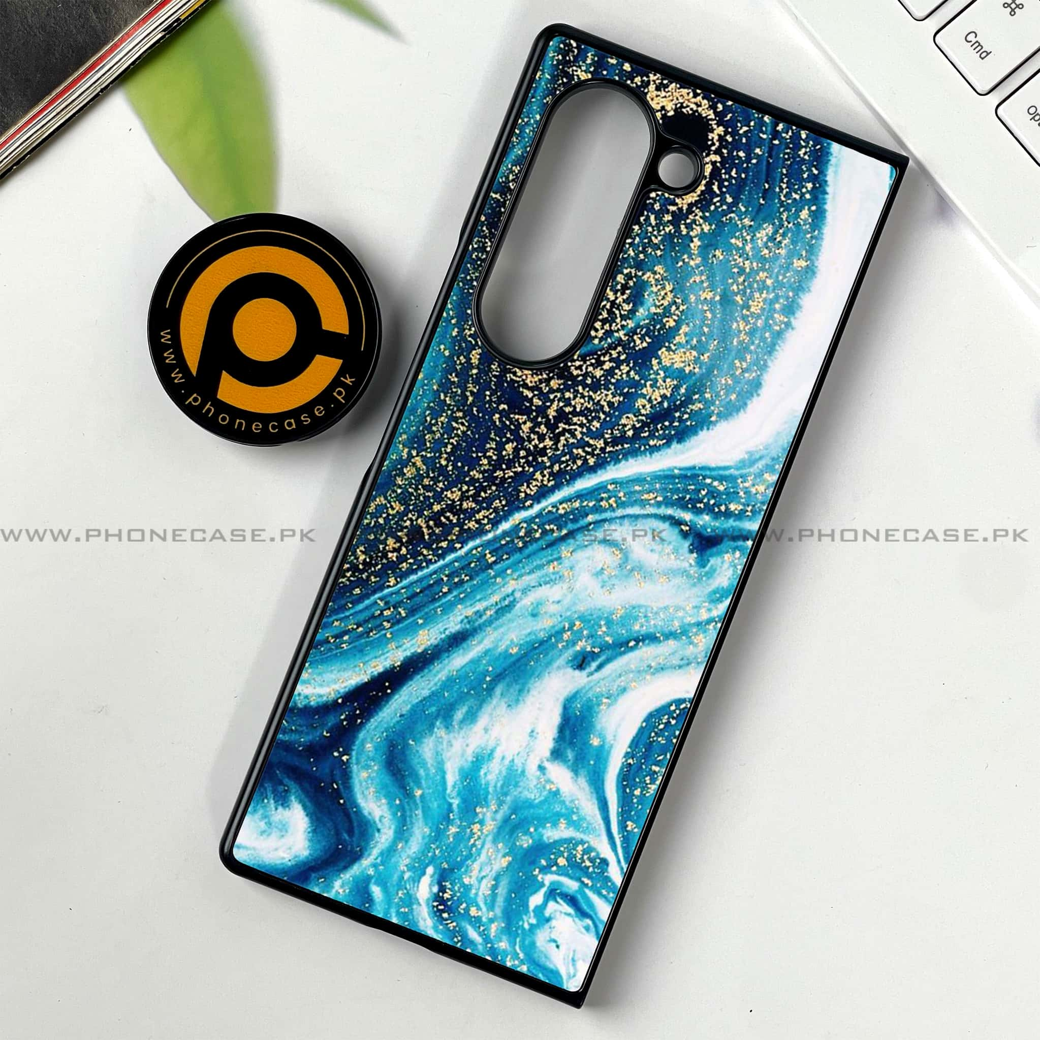 Samsung Galaxy Z Fold 6 - Blue Marble Series - Premium Printed Metal soft Bumper shock Proof Case