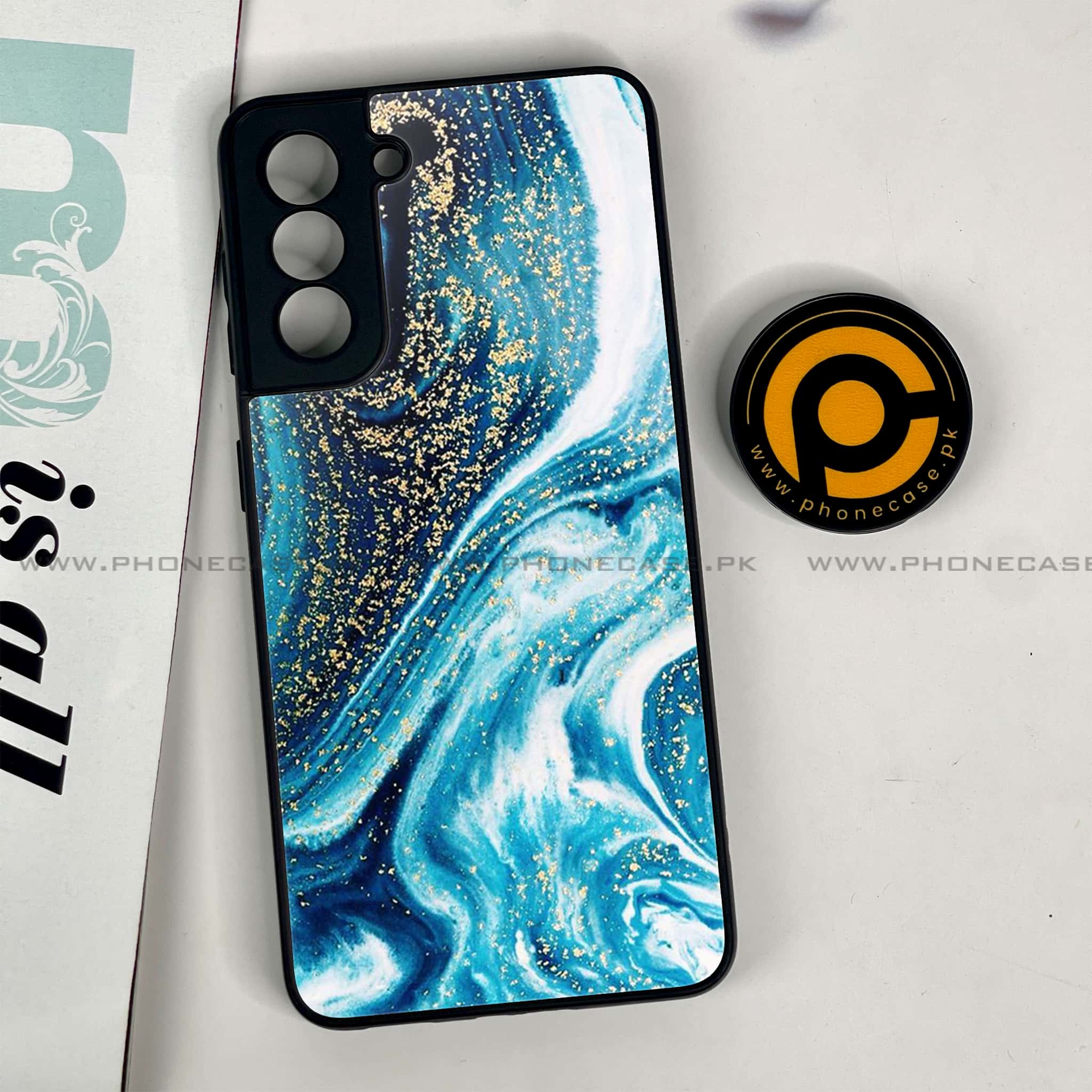 Samsung Galaxy S21 - Blue Marble Series - Premium Metal Printed soft Bumper shock Proof Case