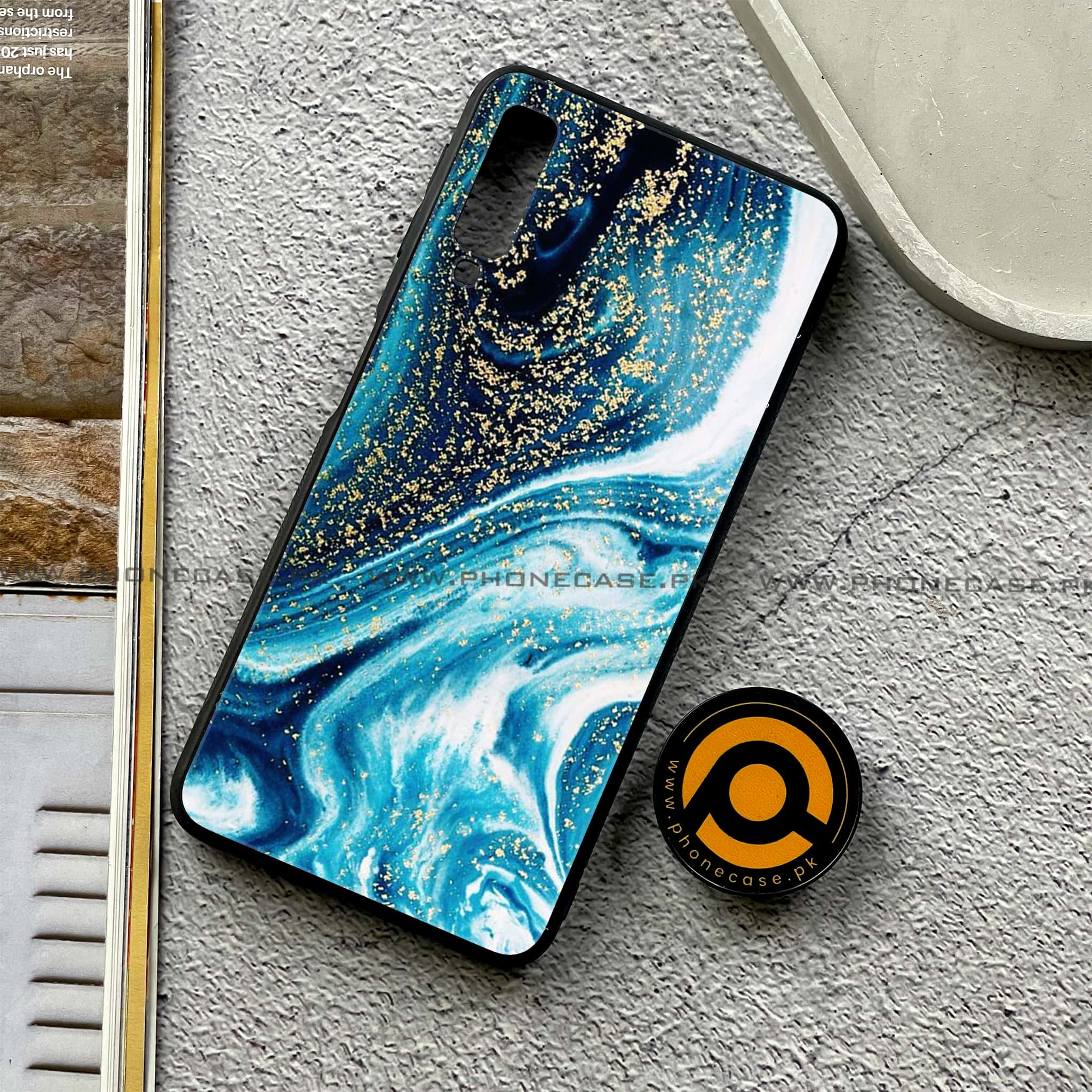 Galaxy A7 2018 - Blue Marble Series - Premium Printed Metal soft Bumper shock Proof Case