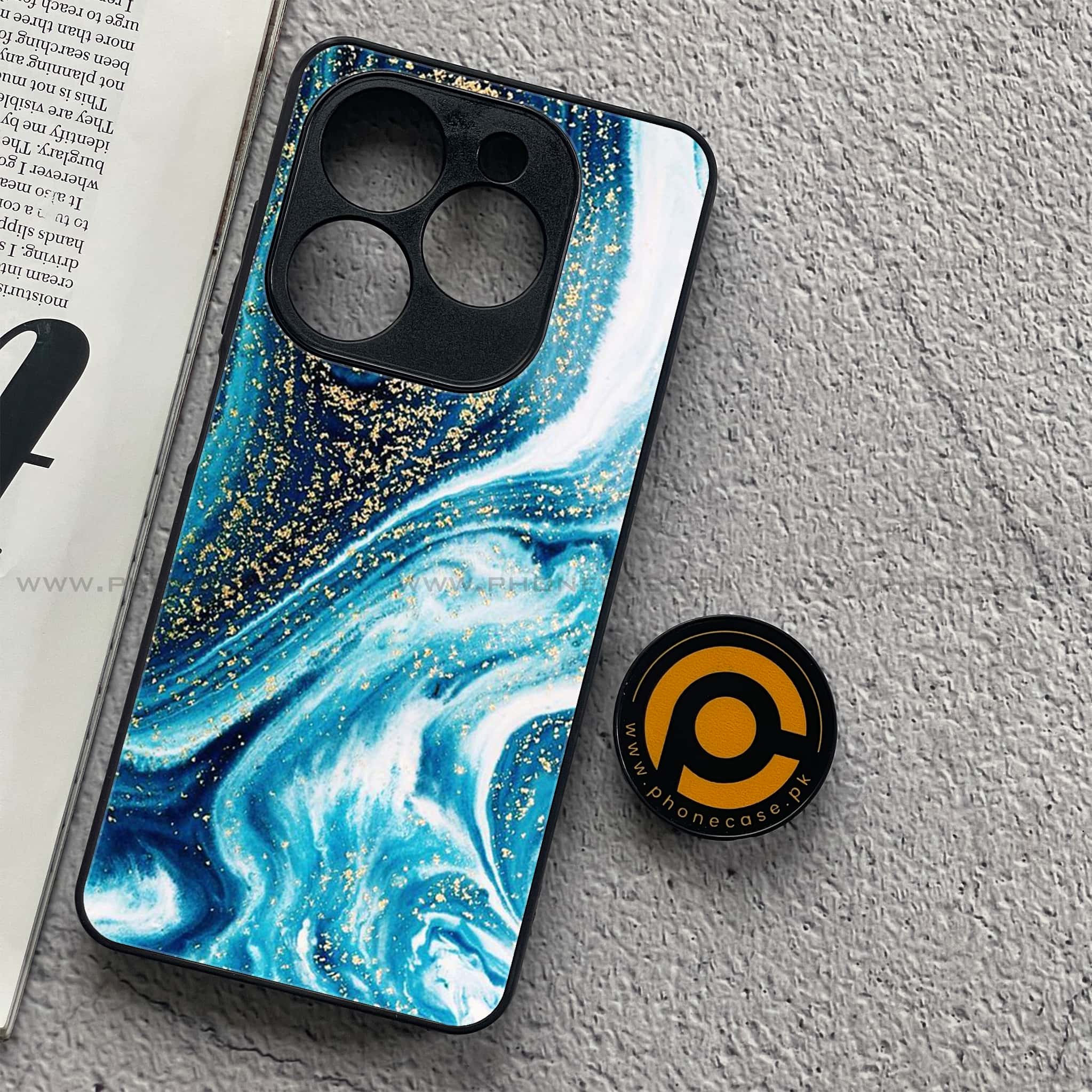 Tecno Spark 20C - Blue Marble Series - Premium Printed Glass soft Bumper shock Proof Case