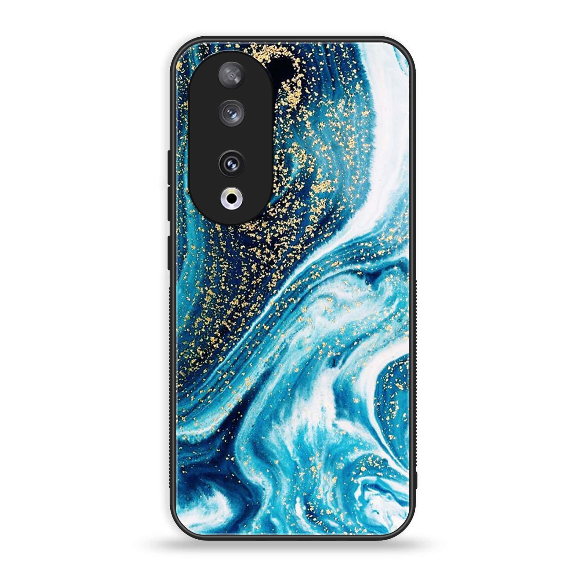 Huawei Honor 90 - Blue Marble Series - Premium Printed Glass soft Bumper shock Proof Case