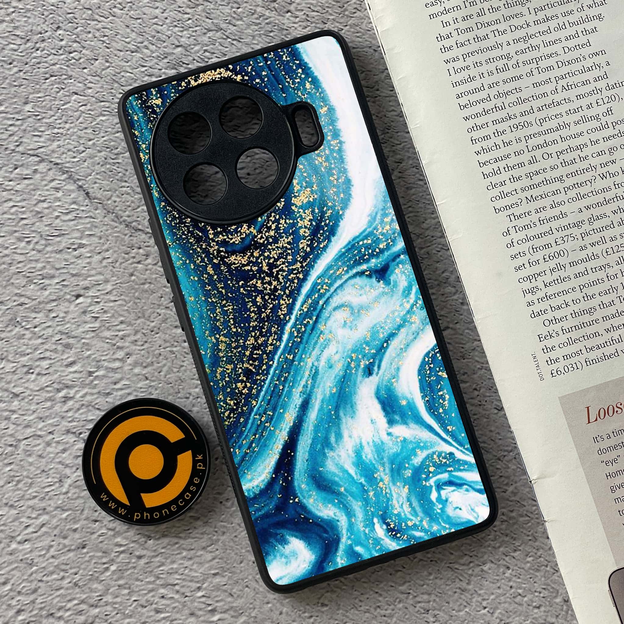 Tecno Spark 20 pro plus - Blue Marble Series - Premium Printed Glass soft Bumper shock Proof Case