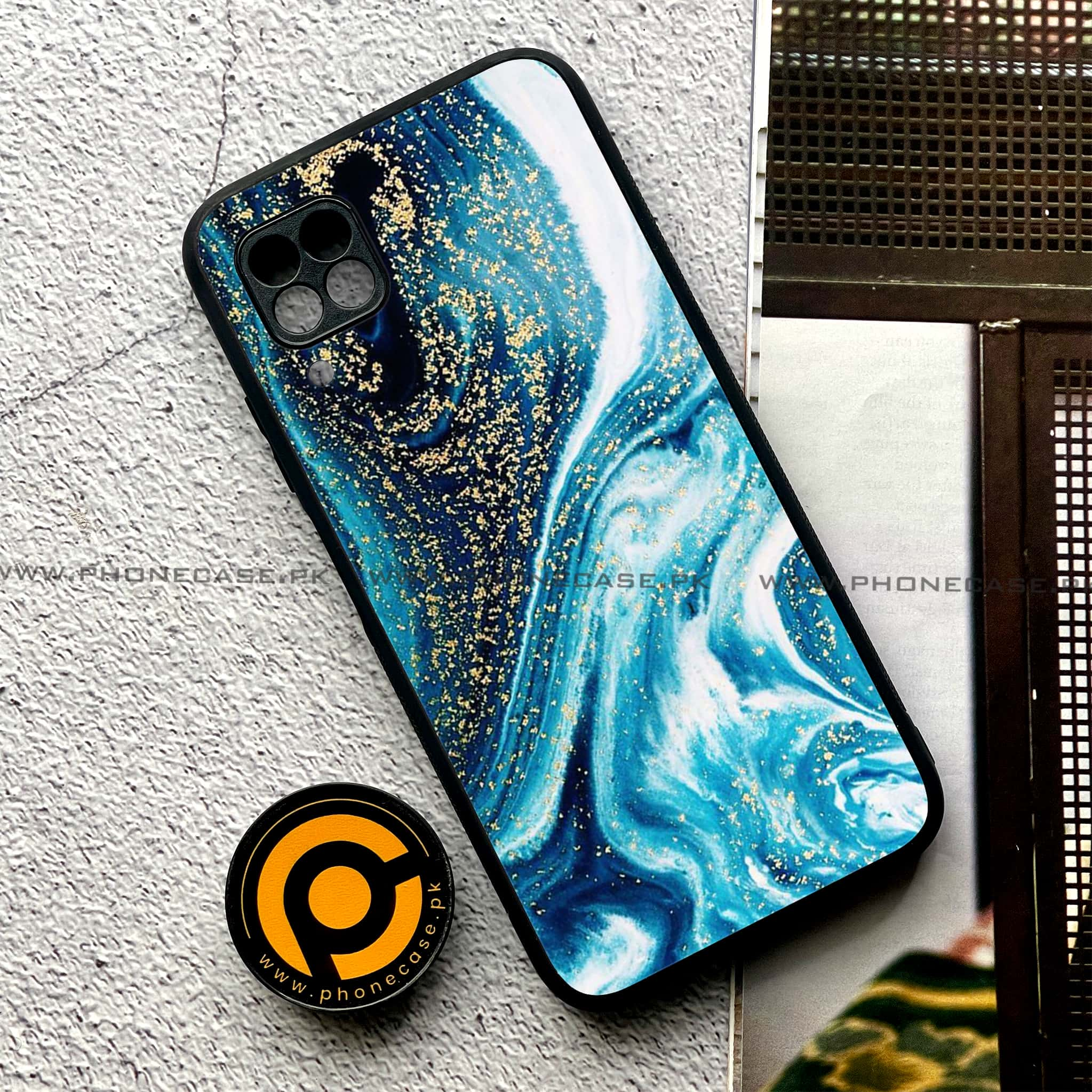 Huawei P40 Lite - Blue Marble Series - Premium Printed Glass soft Bumper shock Proof Case