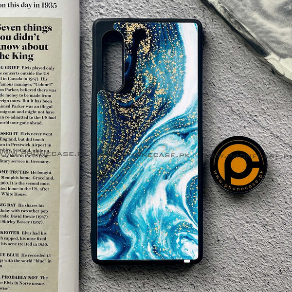 LG Velvet  / LG G9  - Blue Marble Design 5  - Premium Printed Glass soft Bumper shock Proof Case CS-35922