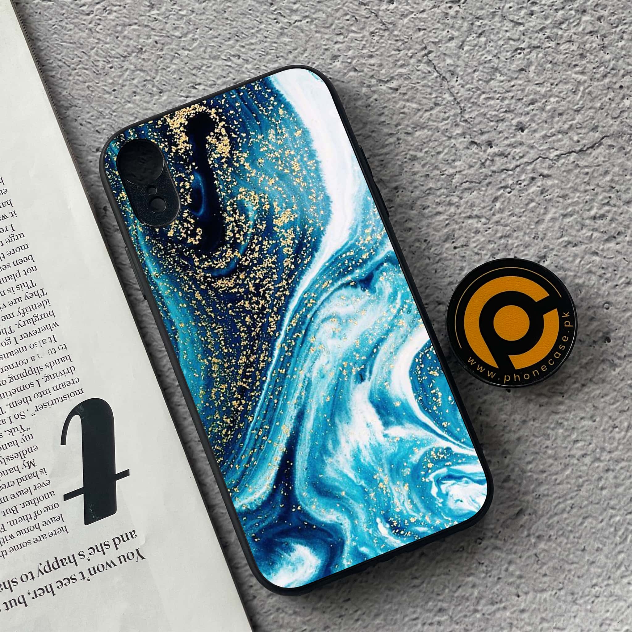 iPhone XR - Blue Marble Series - Premium Metal Printed soft Bumper shock Proof Case