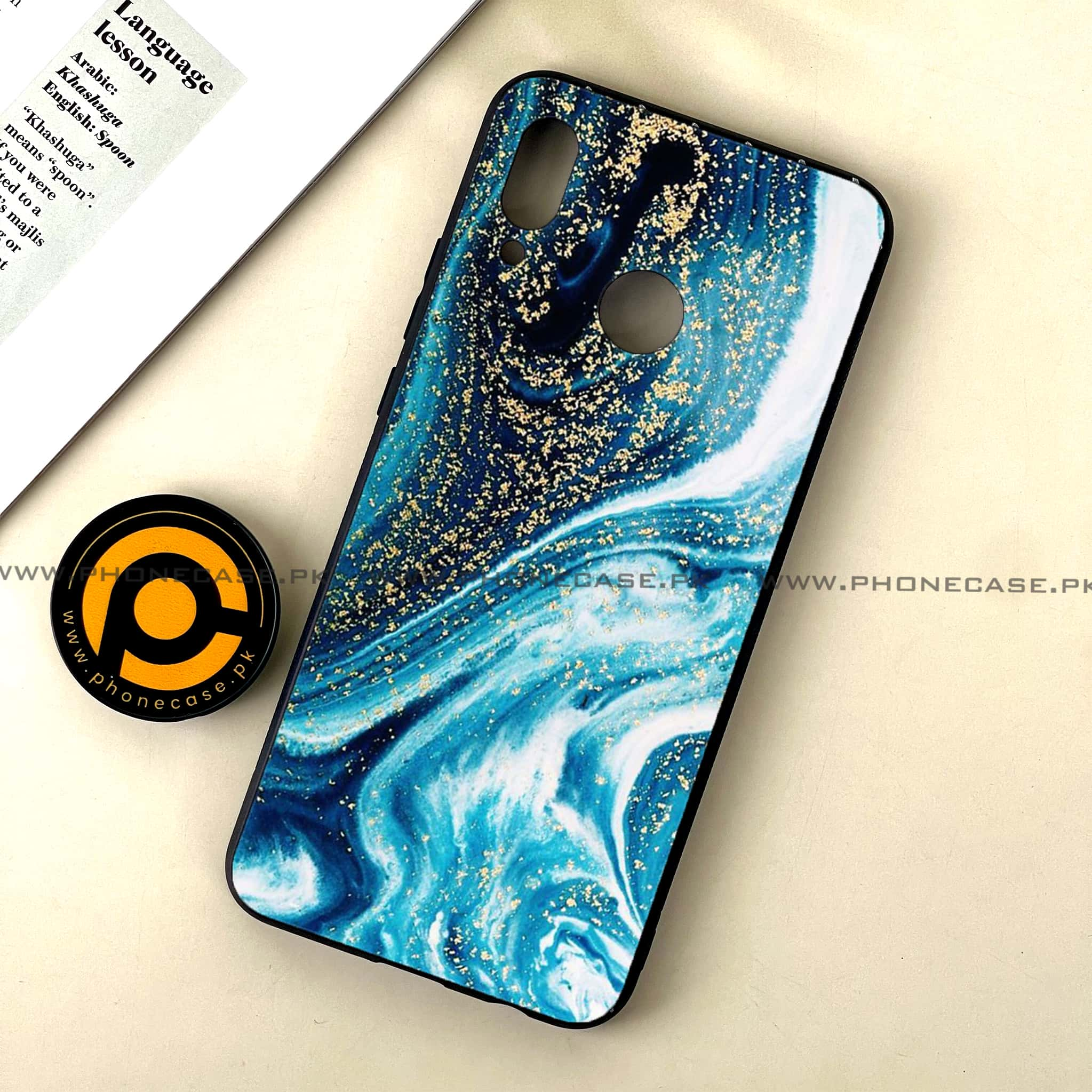 Huawei Nova 3 - Blue Marble Series - Premium Printed Glass soft Bumper shock Proof Case