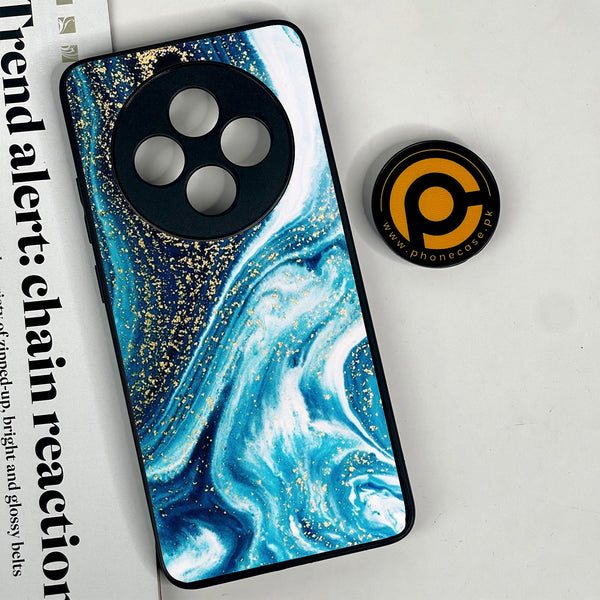 Oppo Reno 12F 4G - Blue Marble Design 5 - Premium Printed Glass soft Bumper shock Proof Case CS-49168 CS-32169