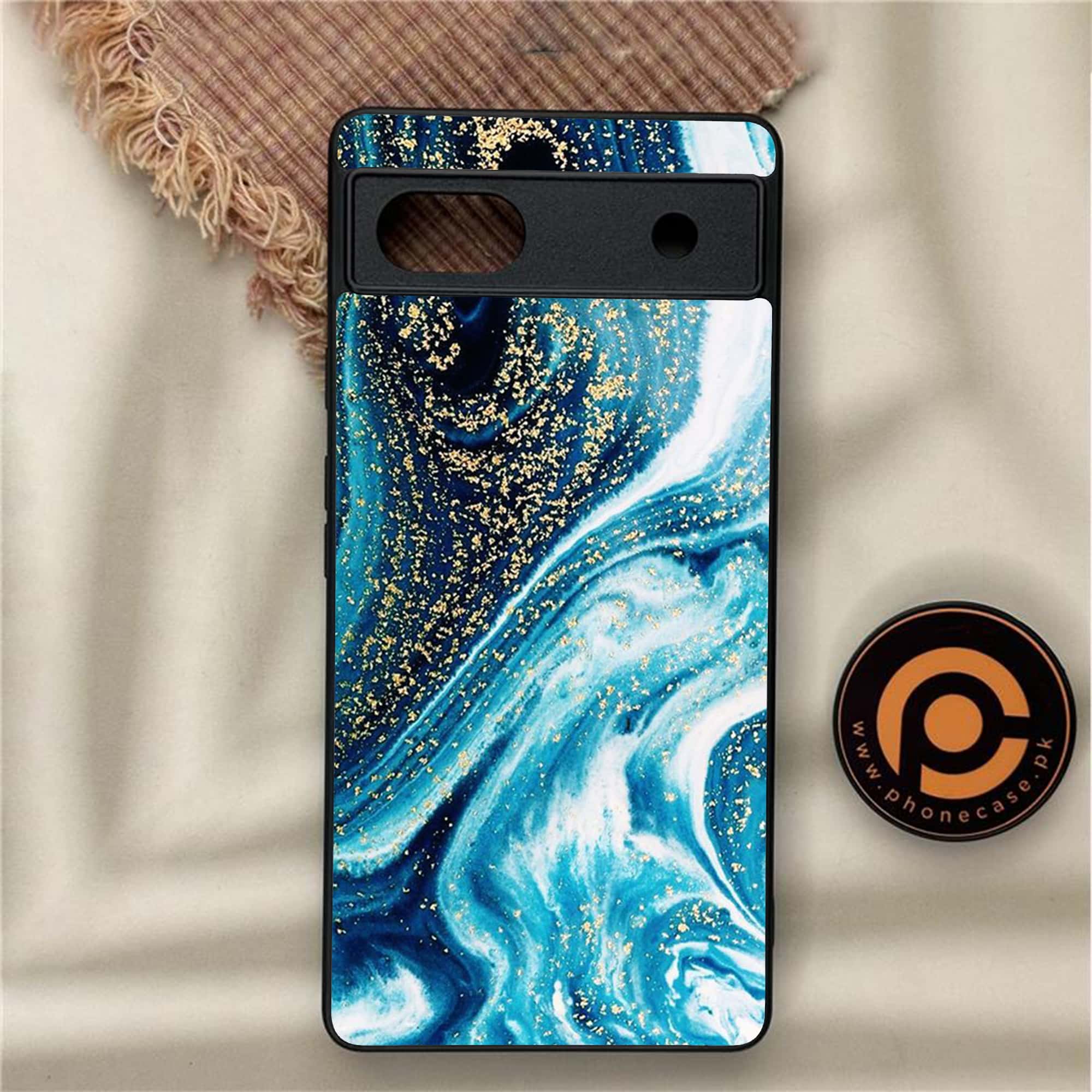 Google Pixel 6A - Blue Marble Series - Premium Metal Printed soft Bumper Shock Proof Case
