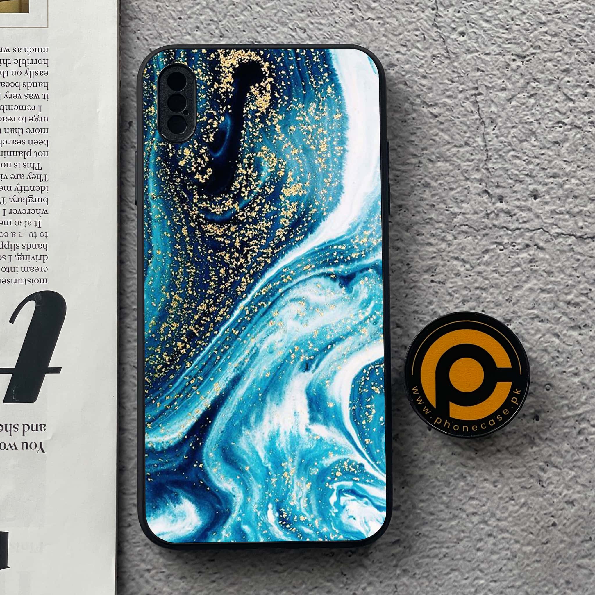 iPhone Xs Max - Blue Marble Series - Premium Metal Printed soft Bumper shock Proof Case