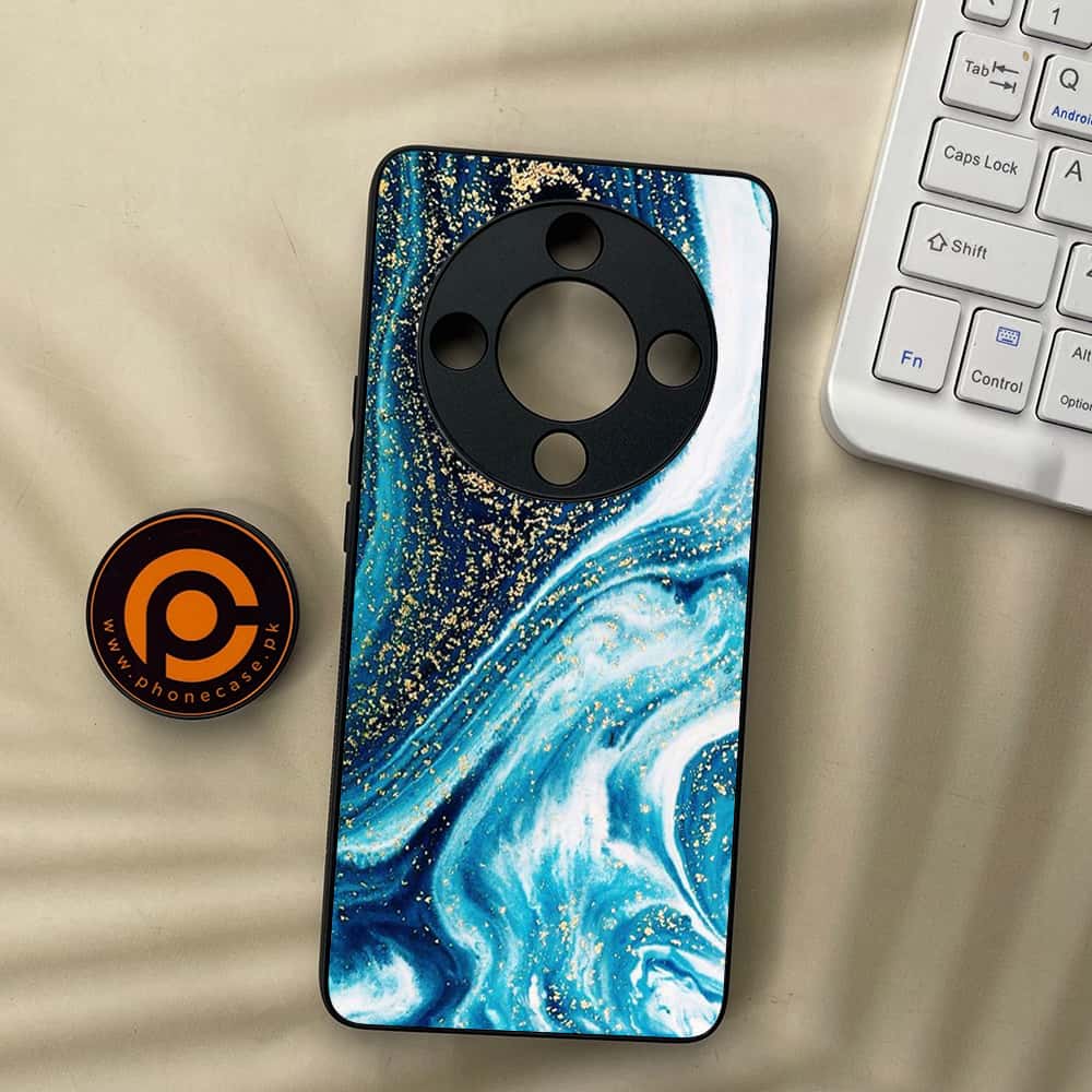 HONOR X9b 5G - Blue Marble Series - Premium Metal  Printed soft Bumper shock Proof Case