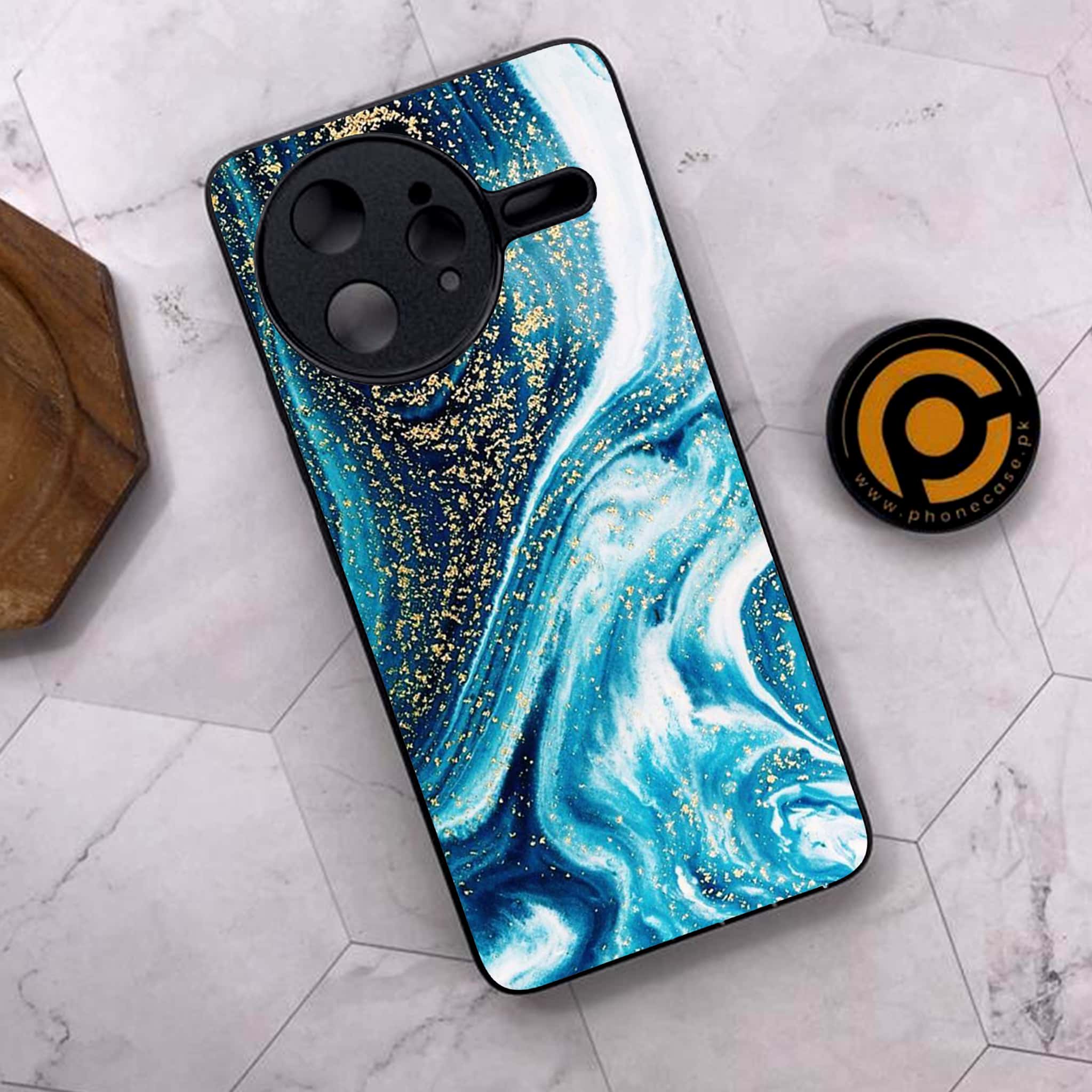 Xiaomi Poco F7 Ultra 5G - Blue Marble Series - Premium Metal Printed soft Bumper shock Proof Case
