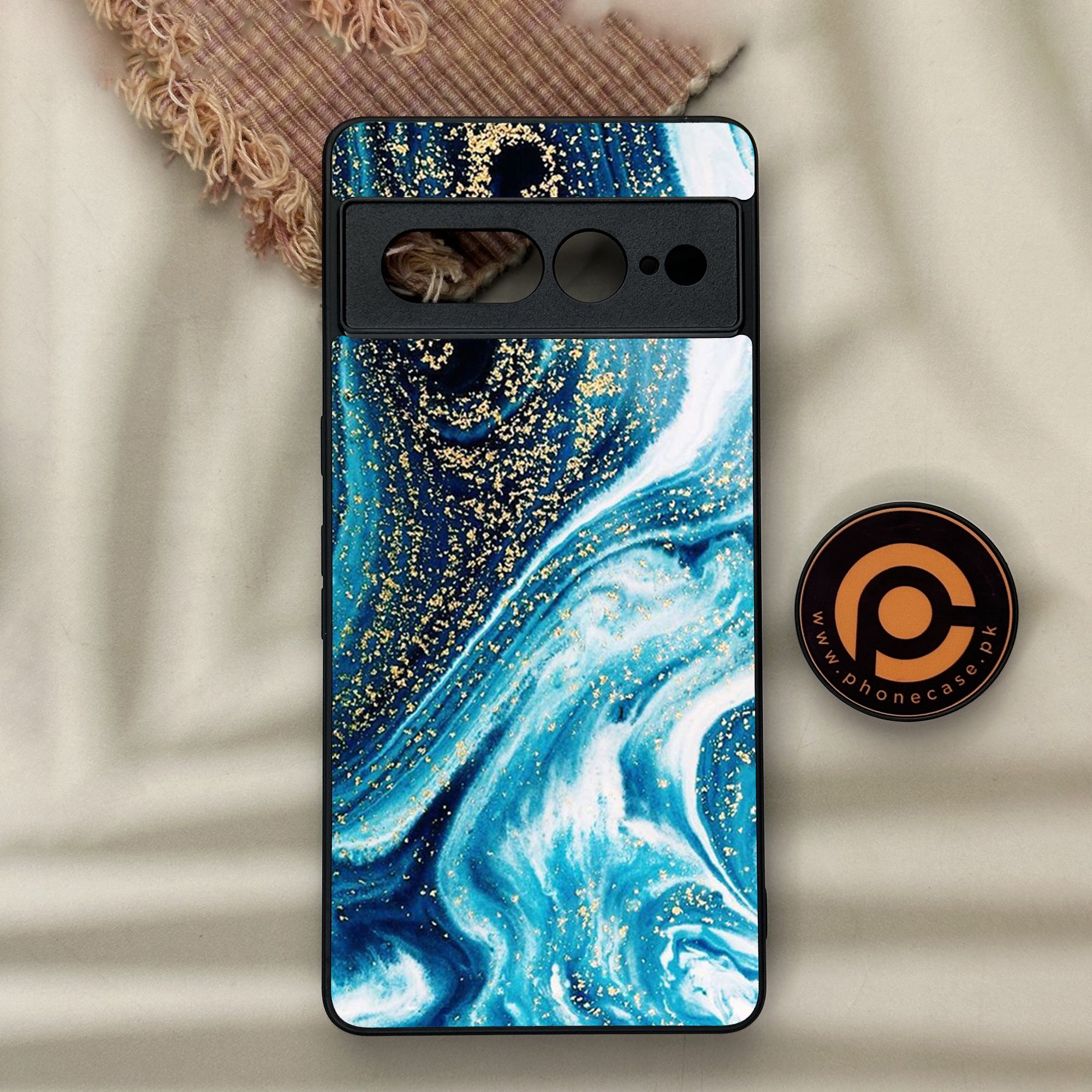 Google Pixel 7 Pro - Blue Marble Series - Premium Metal Printed soft Bumper Shock Proof Case