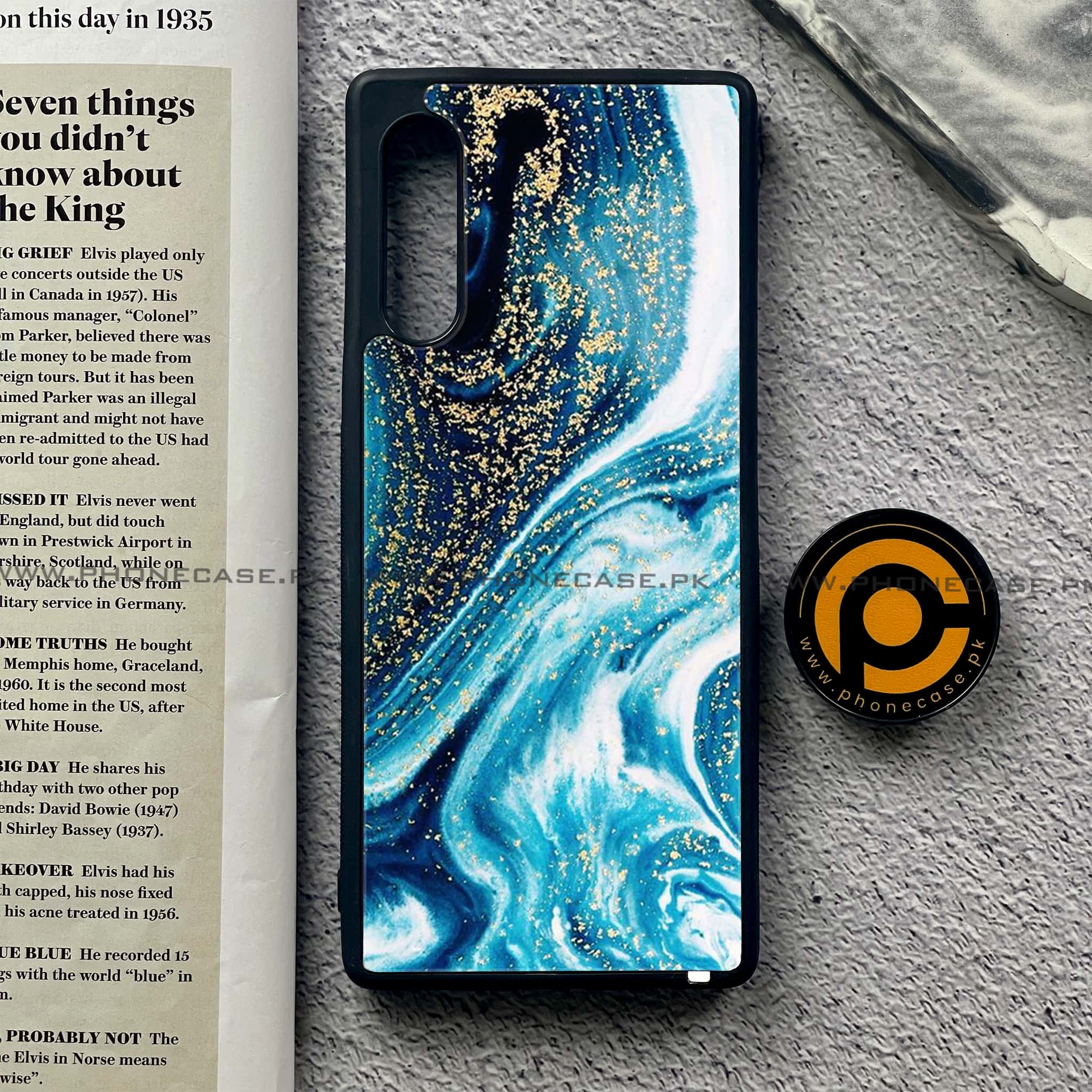 LG G9 - Blue Marble Series - Premium Printed Glass soft Bumper shock Proof Case