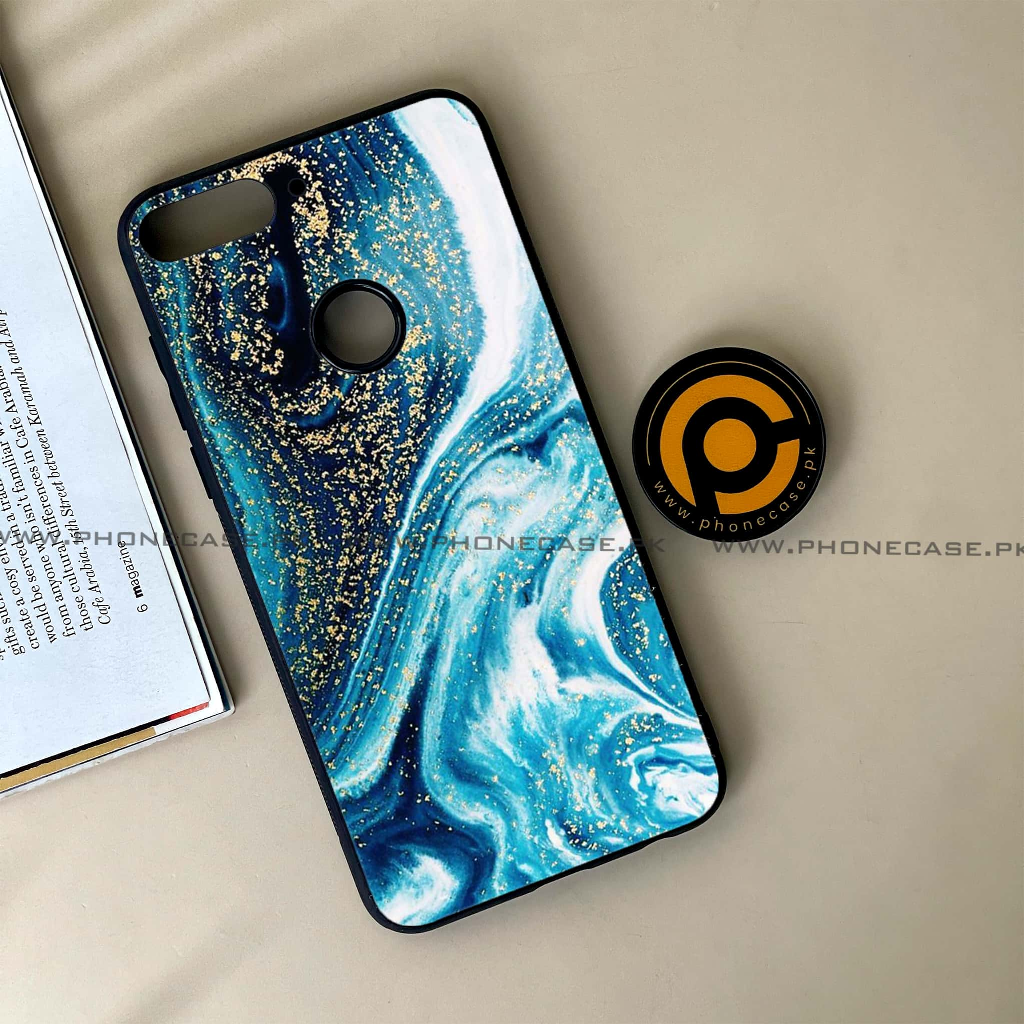 Huawei Y7 Prime (2018) - Blue Marble Series - Premium Printed Glass soft Bumper shock Proof Case