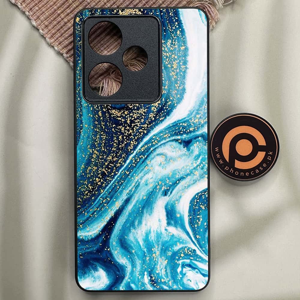 Realme GT 7T - Blue Marble Series - Premium Metal Printed soft Bumper shock Proof Case