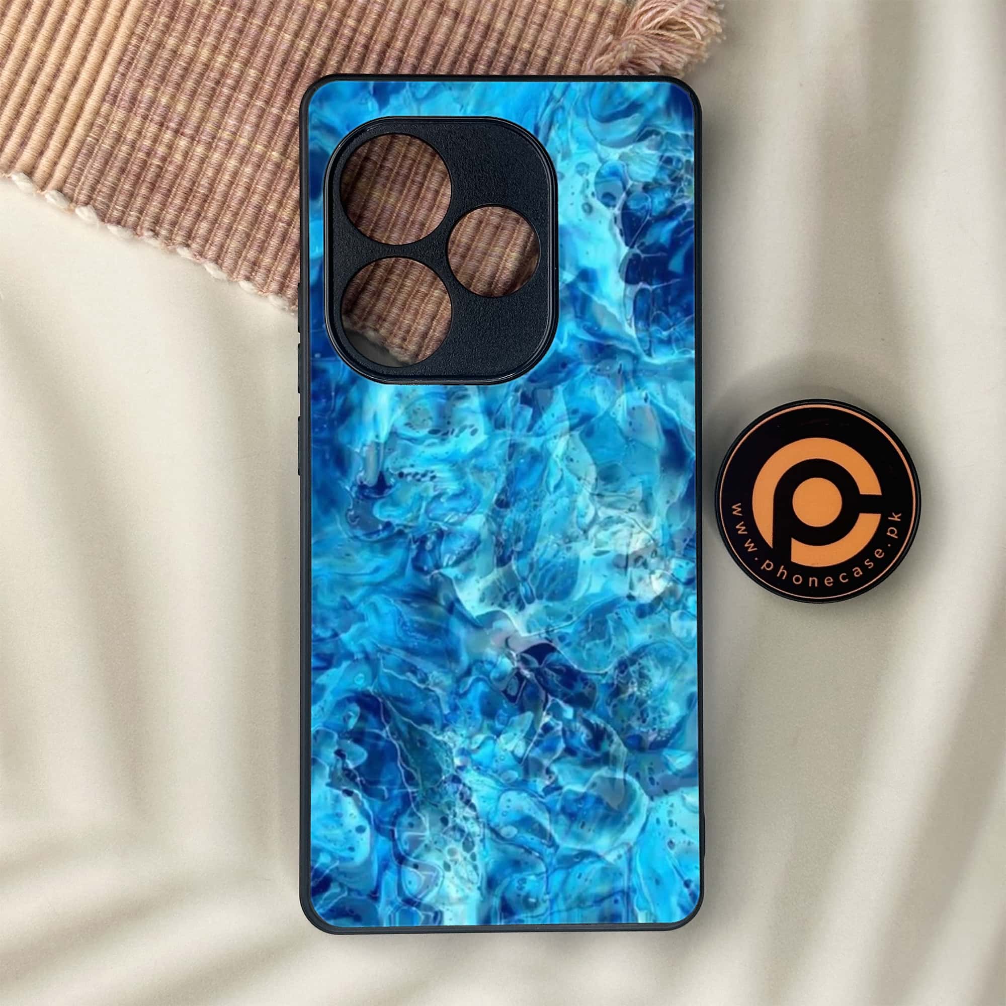 Realme GT 6 - Blue Marble Series - Premium Metal Printed soft Bumper shock Proof Case