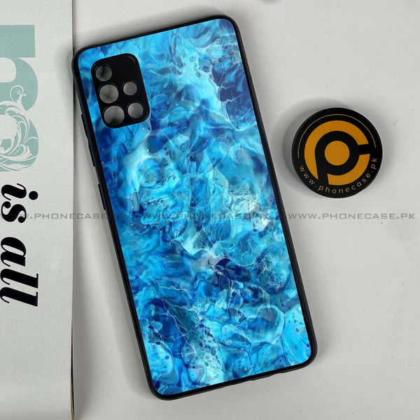 Samsung Galaxy A51 - Blue Marble Design 6- Premium Printed Glass soft Bumper shock Proof Case CS-47643