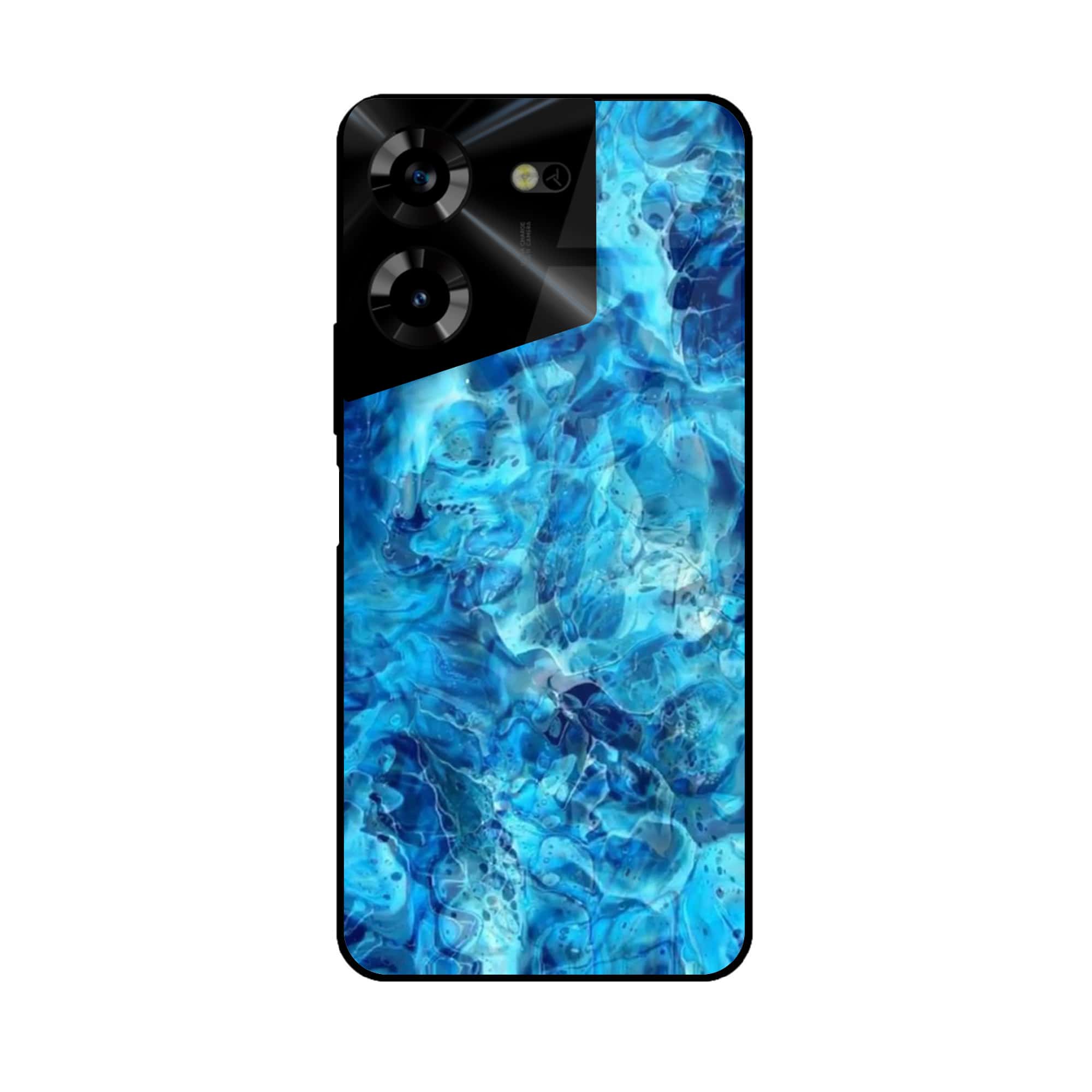 Tecno Pova 5 Pro - Blue Marble Series - Premium Printed Glass soft Bumper shock Proof Case