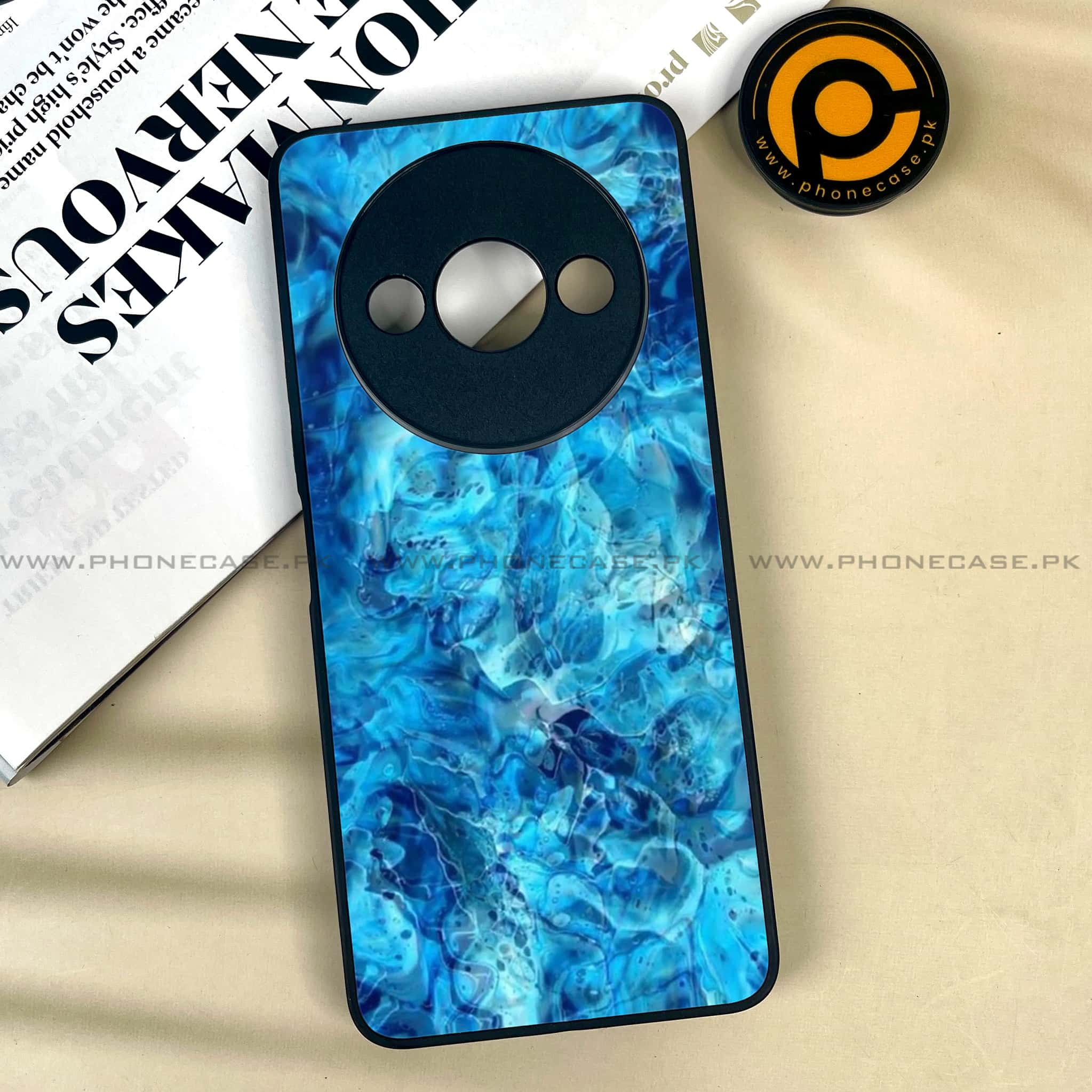 Xiaomi Redmi A3x - Blue Marble Series - Premium Printed Metal soft Bumper shock Proof Case