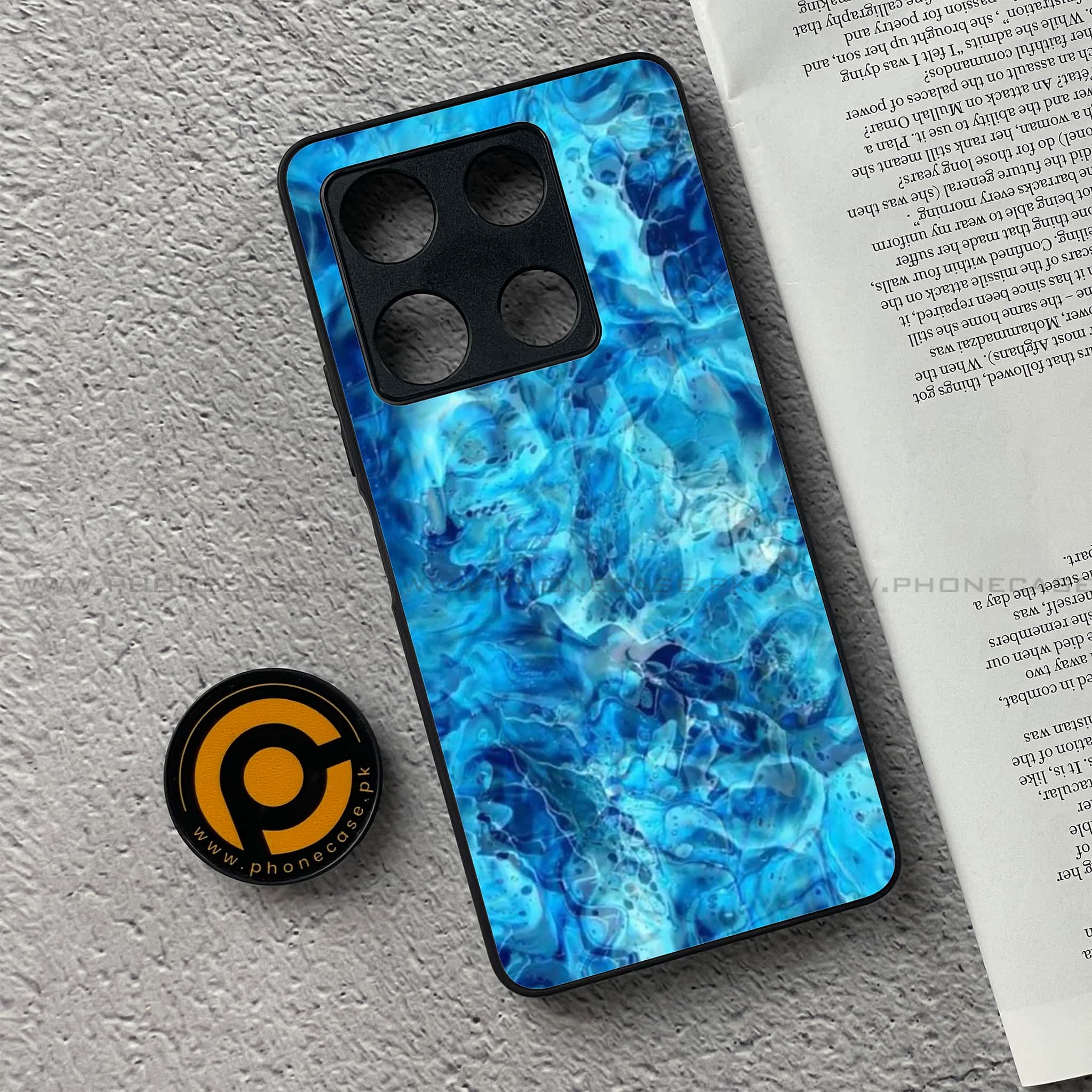 Infinix Note 30 Pro - Blue Marble Series - Premium Metal Printed soft Bumper shock Proof Case
