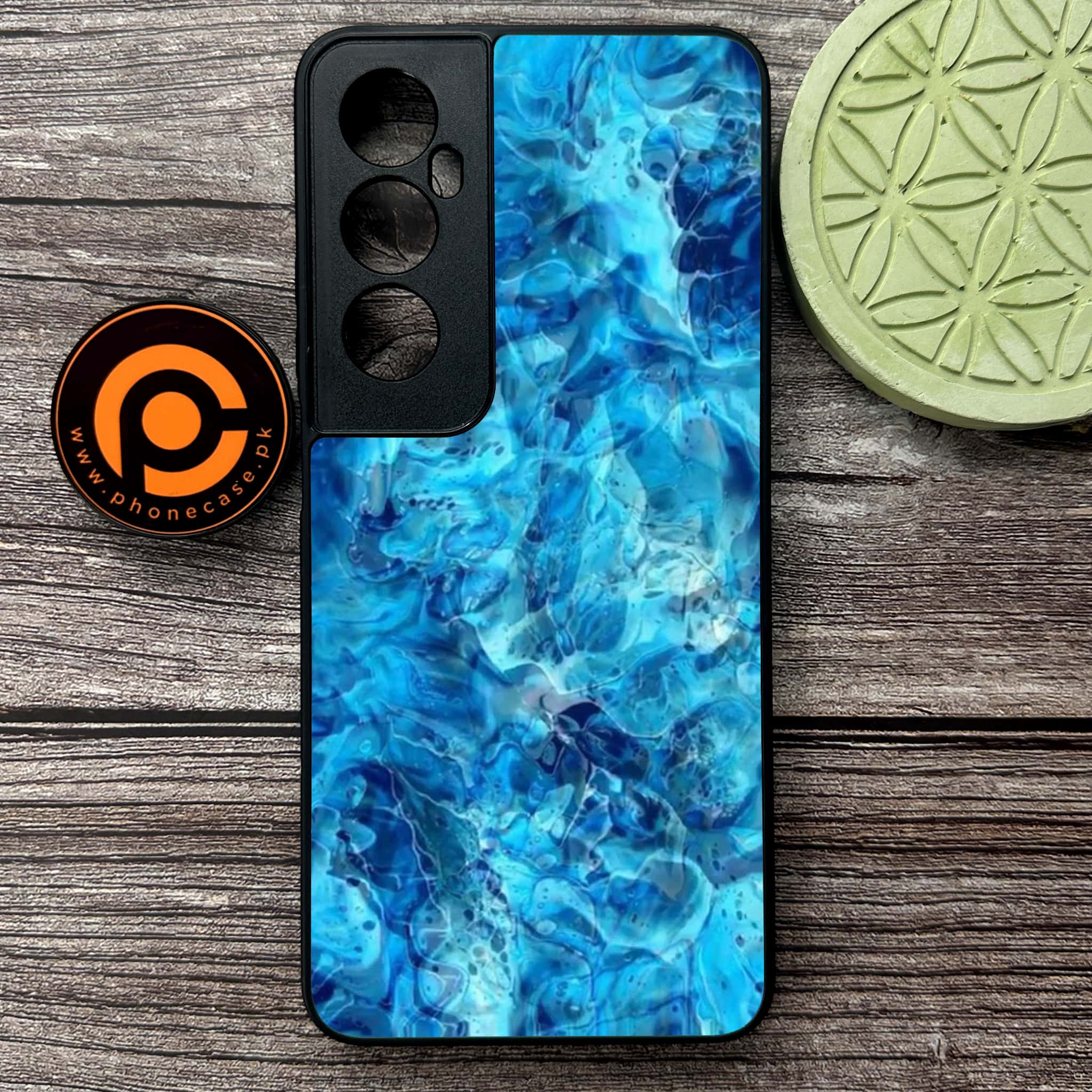 Realme C65  - Blue Marble Series - Premium Metal Printed soft Bumper shock Proof Case