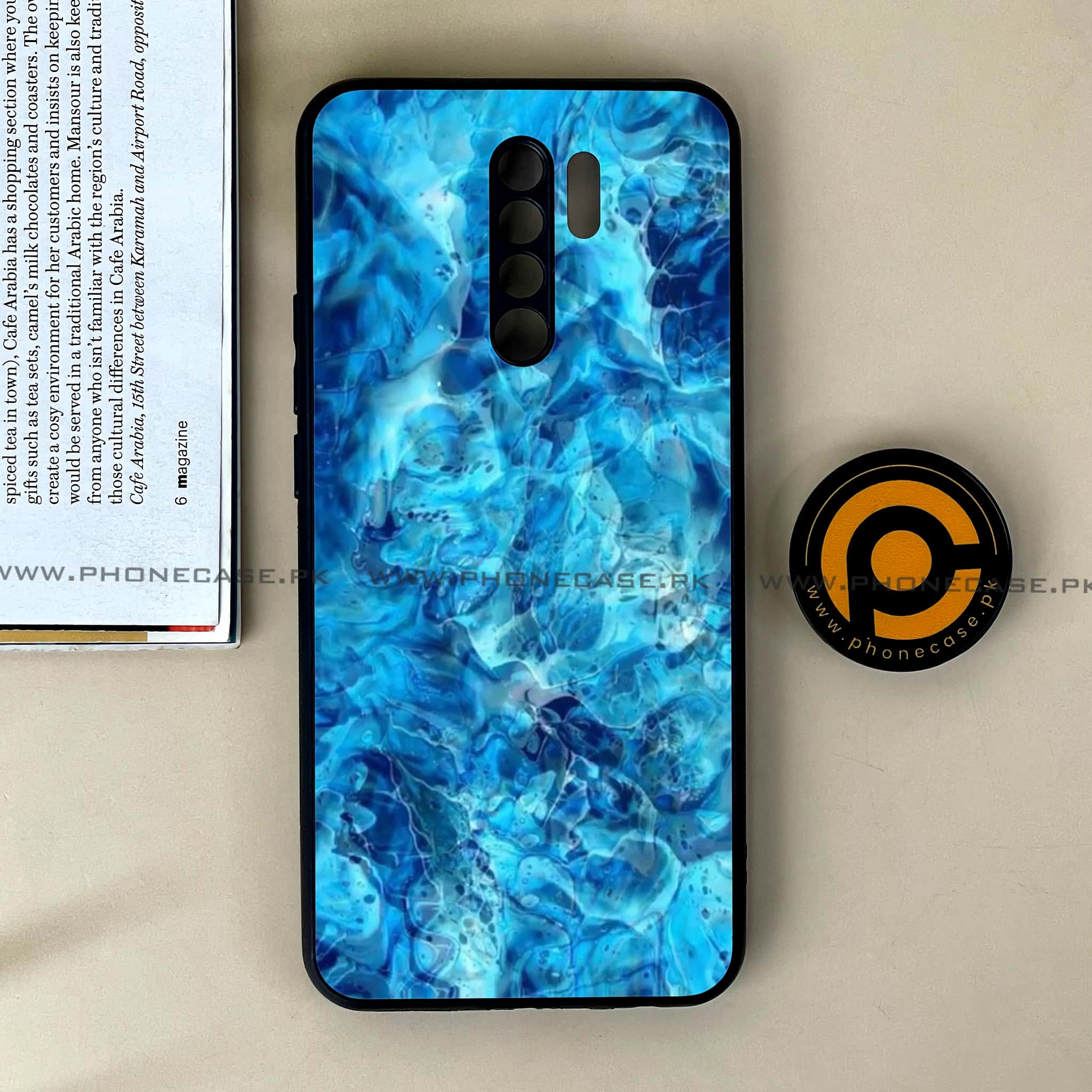 Xiaomi Redmi 9 - Blue Marble Series - Premium Printed Glass soft Bumper shock Proof Case