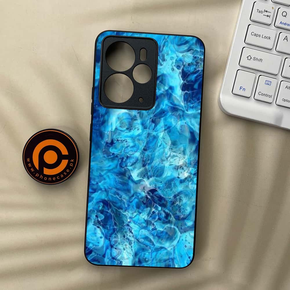 Realme 14 5G - Blue Marble Series - Premium Metal Printed soft Bumper Shock Proof Case