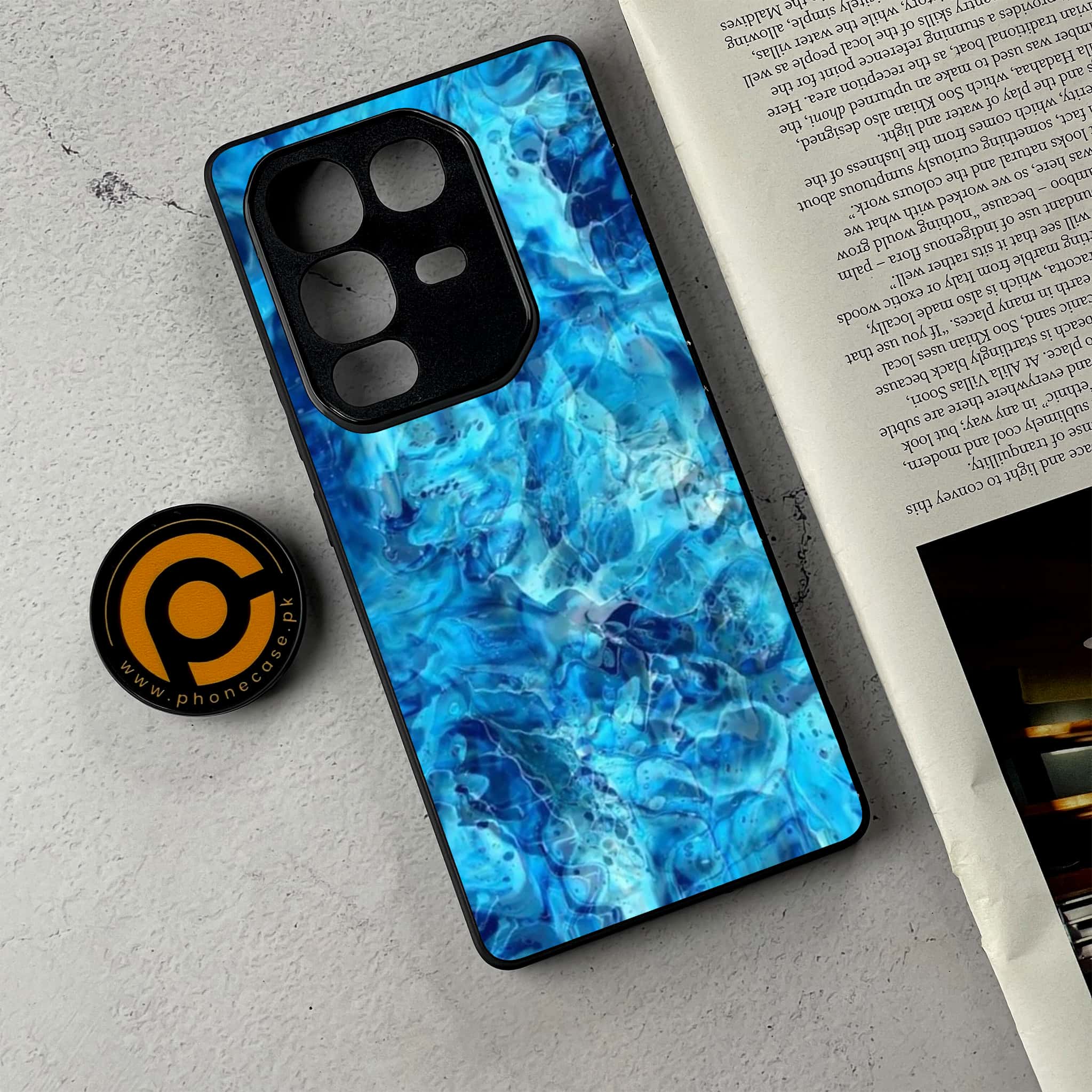 Infinix Note 50 Pro Plus - Blue Marble Series - Premium Metal Printed Soft Bumper Shockproof Case