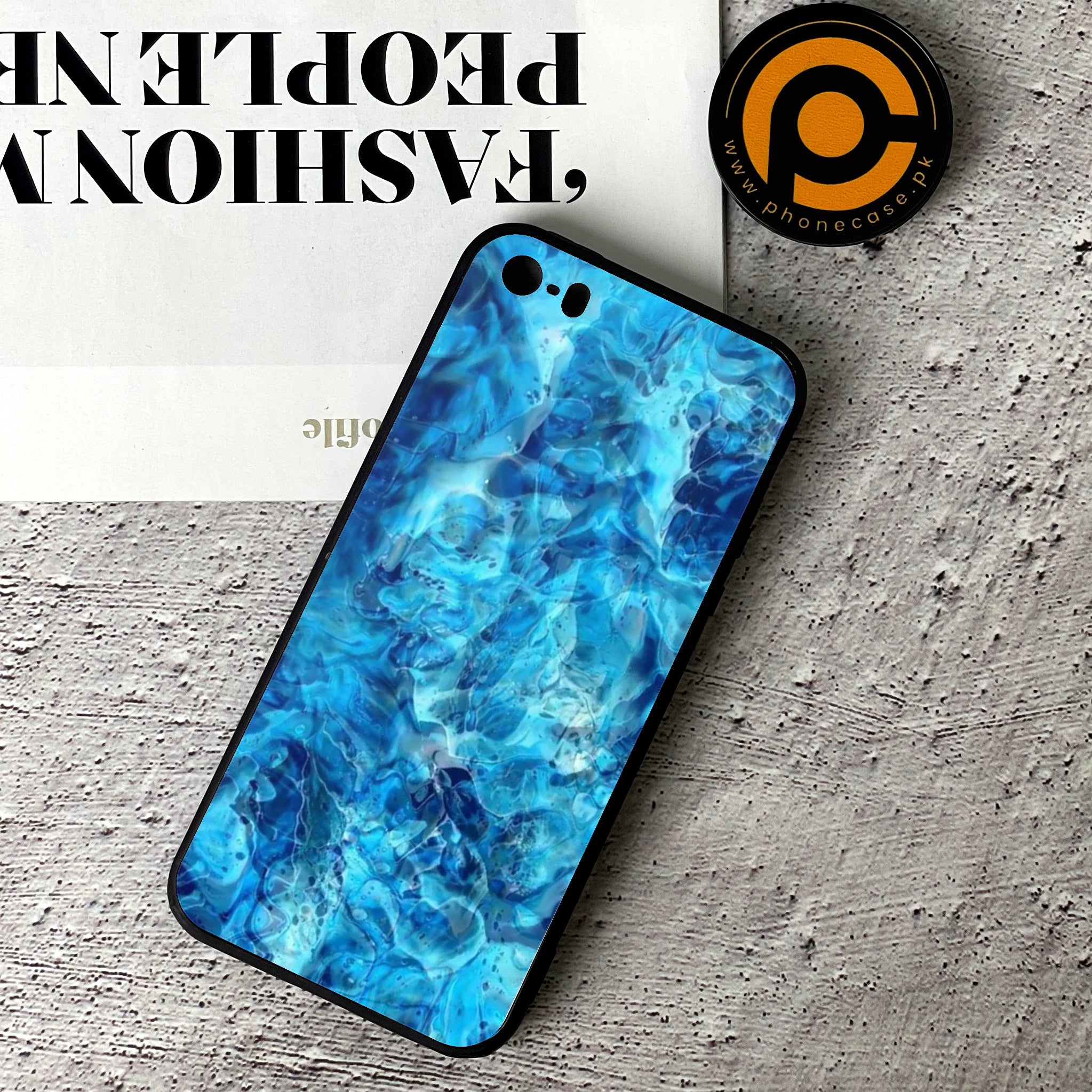 iPhone 5/5c/5s - Blue Marble Series - Premium Printed Glass soft Bumper shock Proof Case