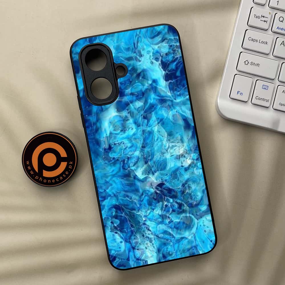 Tecno Spark Go 2 - Blue Marble Series - Premium Metal Printed soft Bumper Shock Proof Case